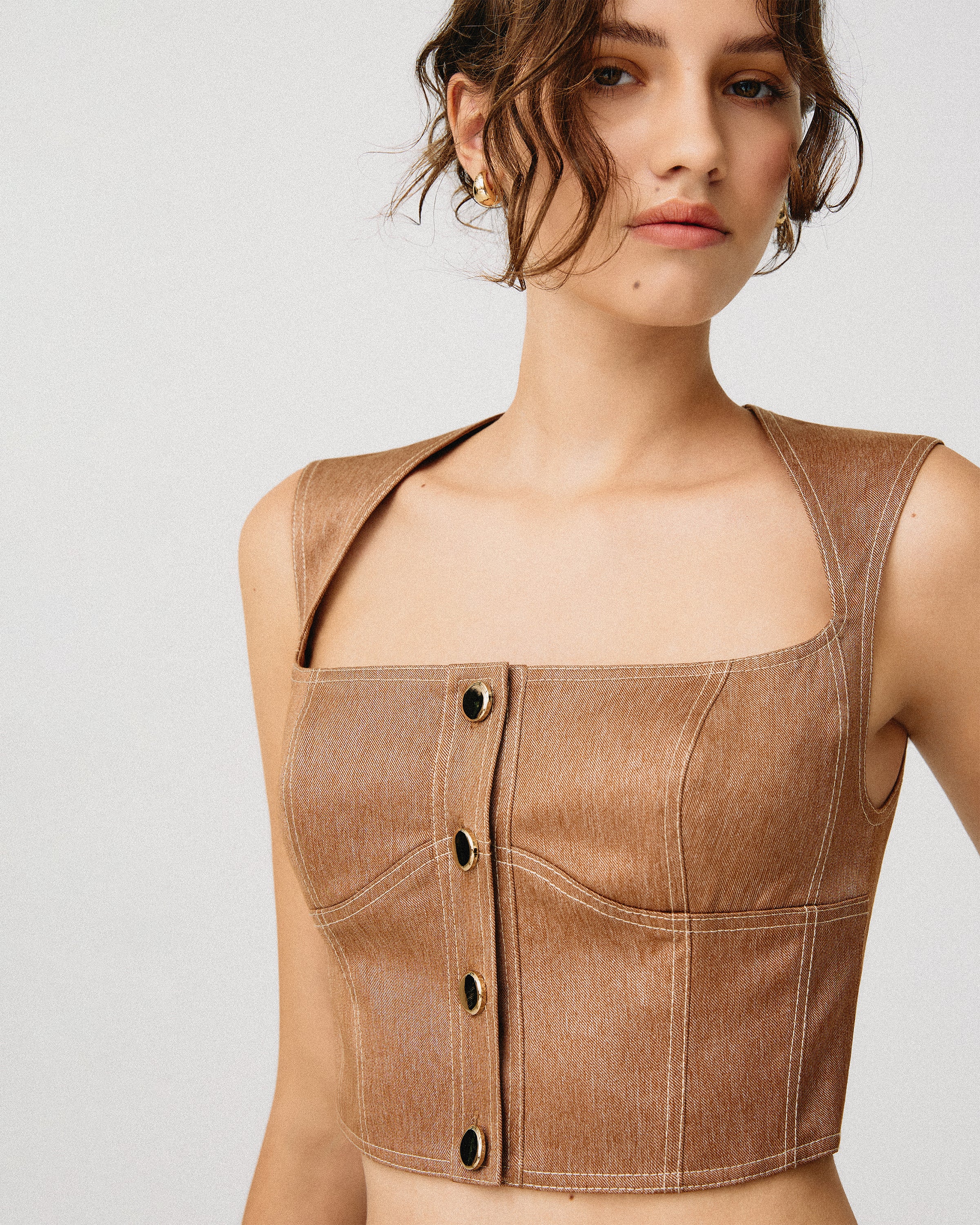 Button-Down Cropped top