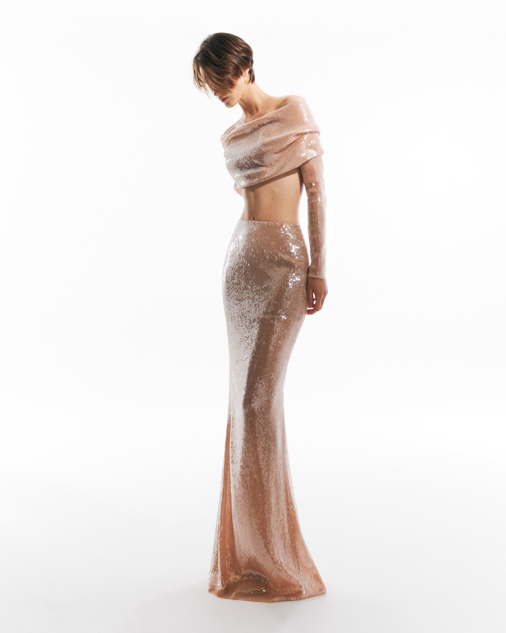 Best Sale Sequin Off Shoulder V-Neck Shinning Inexpensive Free Custom Bridesmaid Dress, WG13 main image 1
