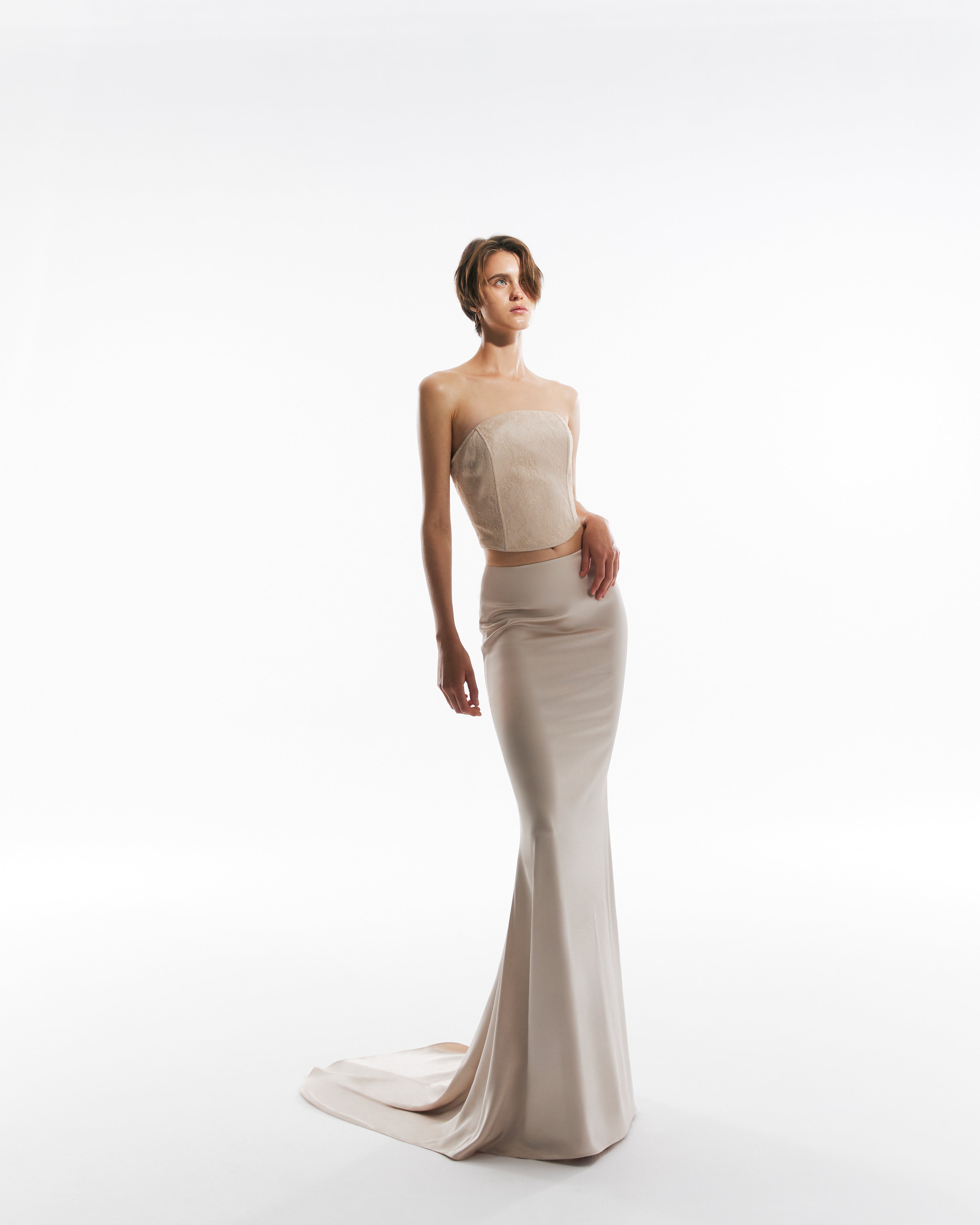 Lace and Satin Corset Maxi Look