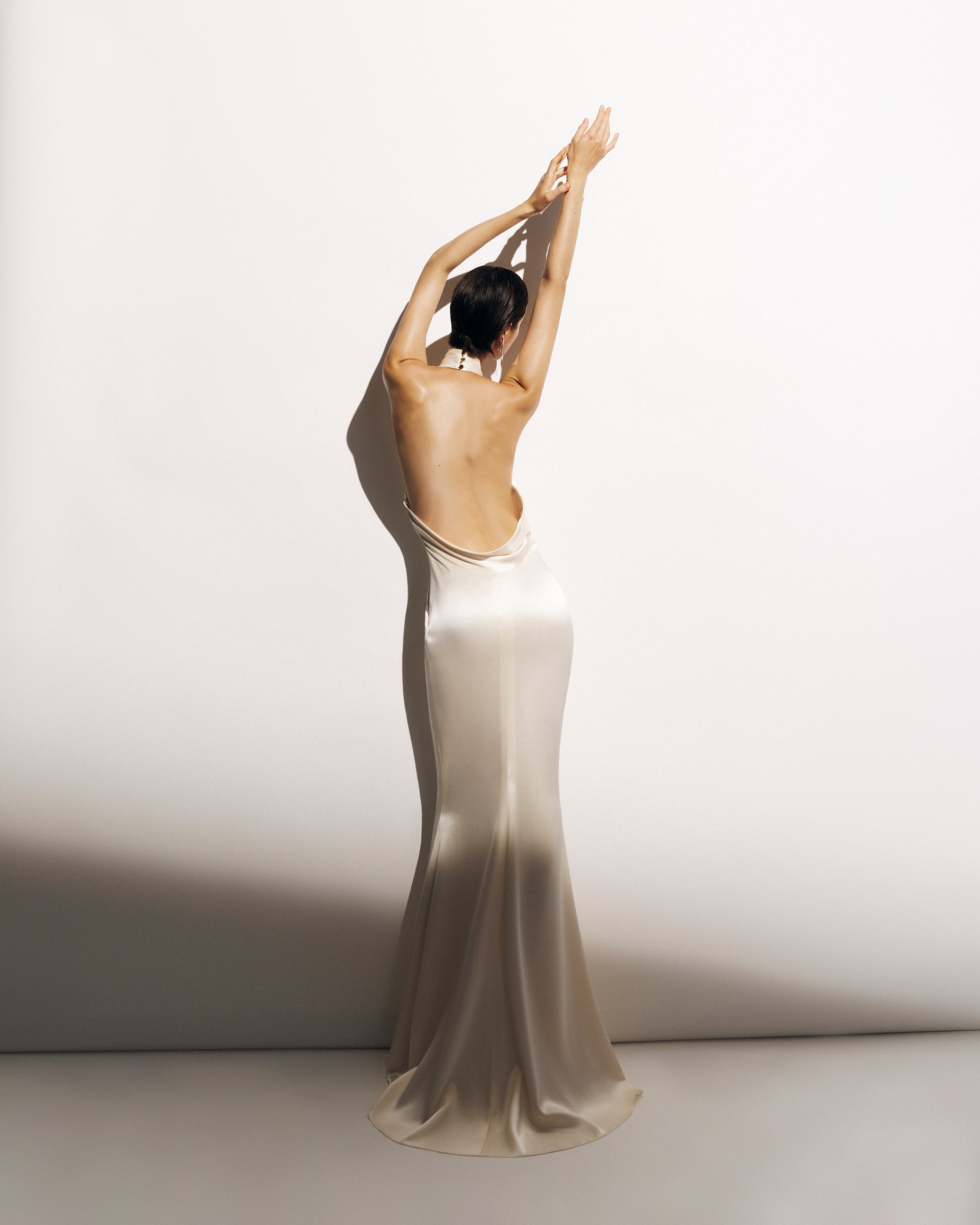 Satin Halter-Neck Maxi Gown