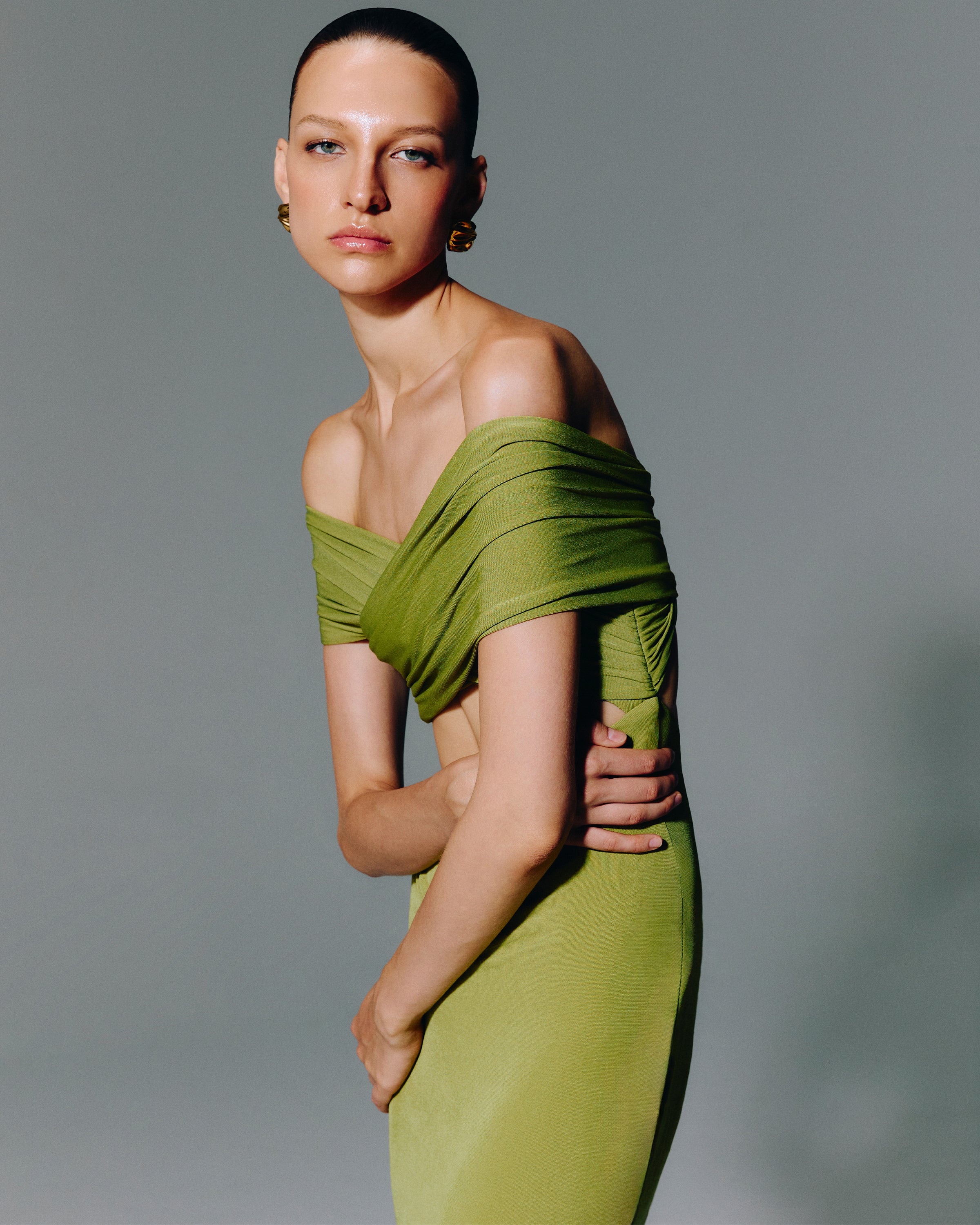 JERSEY WRAP FRONT MAXI DRESS
