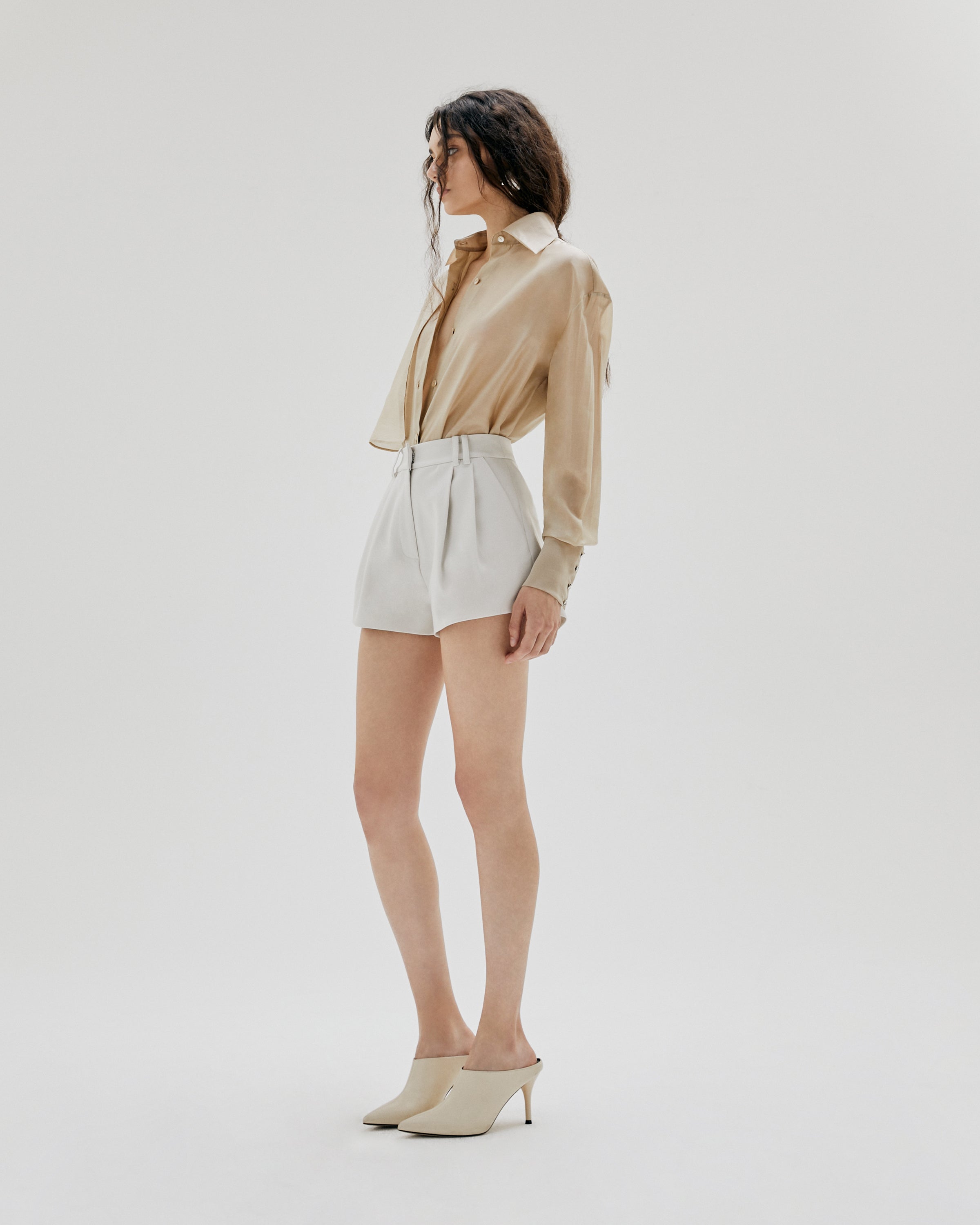 TWILL PLEATED SHORTS