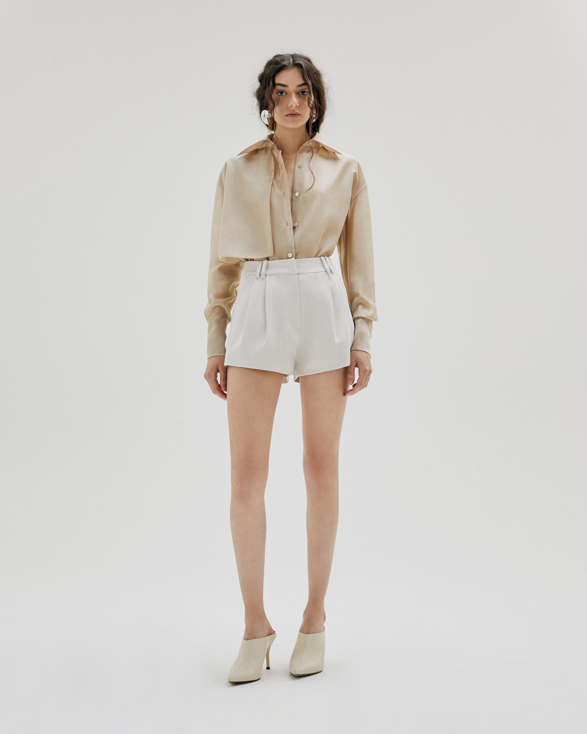 TWILL PLEATED SHORTS