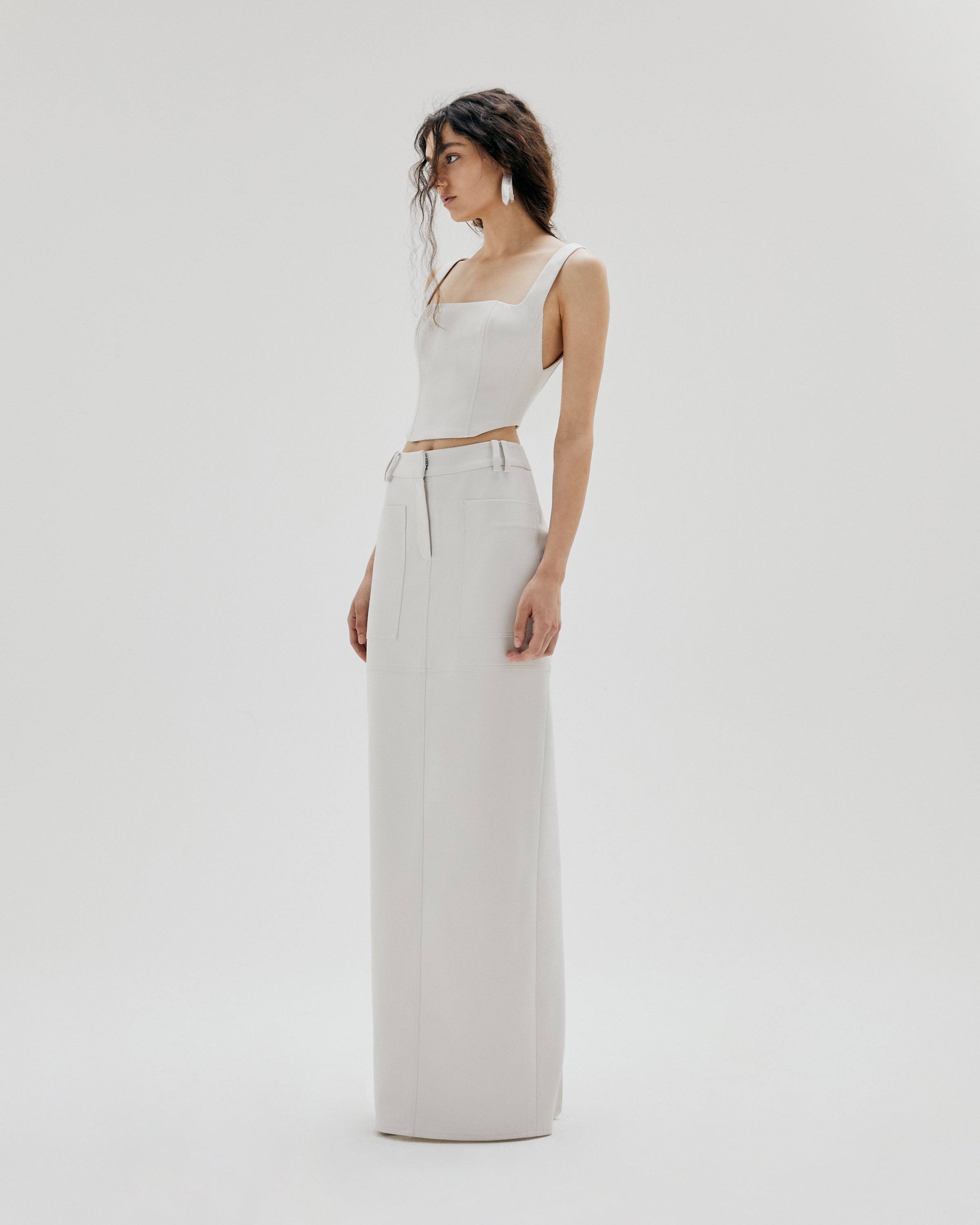 TAILORED TWILL MAXI SKIRT