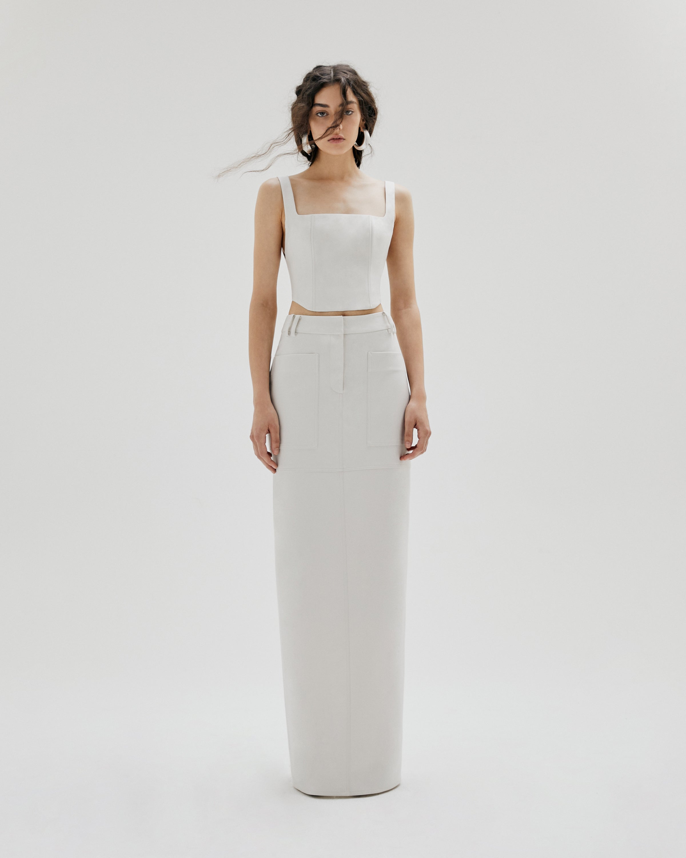 TAILORED TWILL MAXI SKIRT