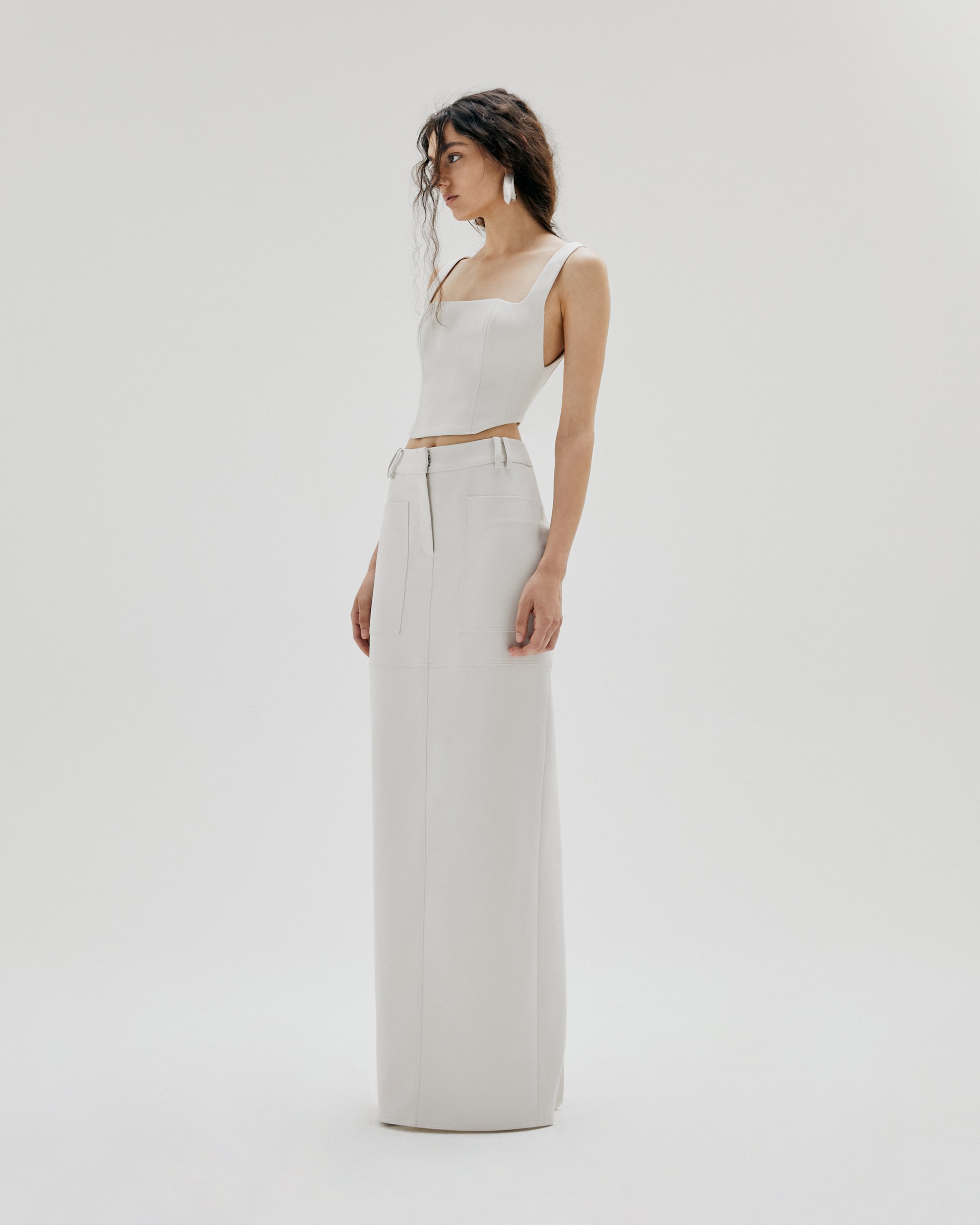 CROPPED TWILL STRAP CORSET TOP