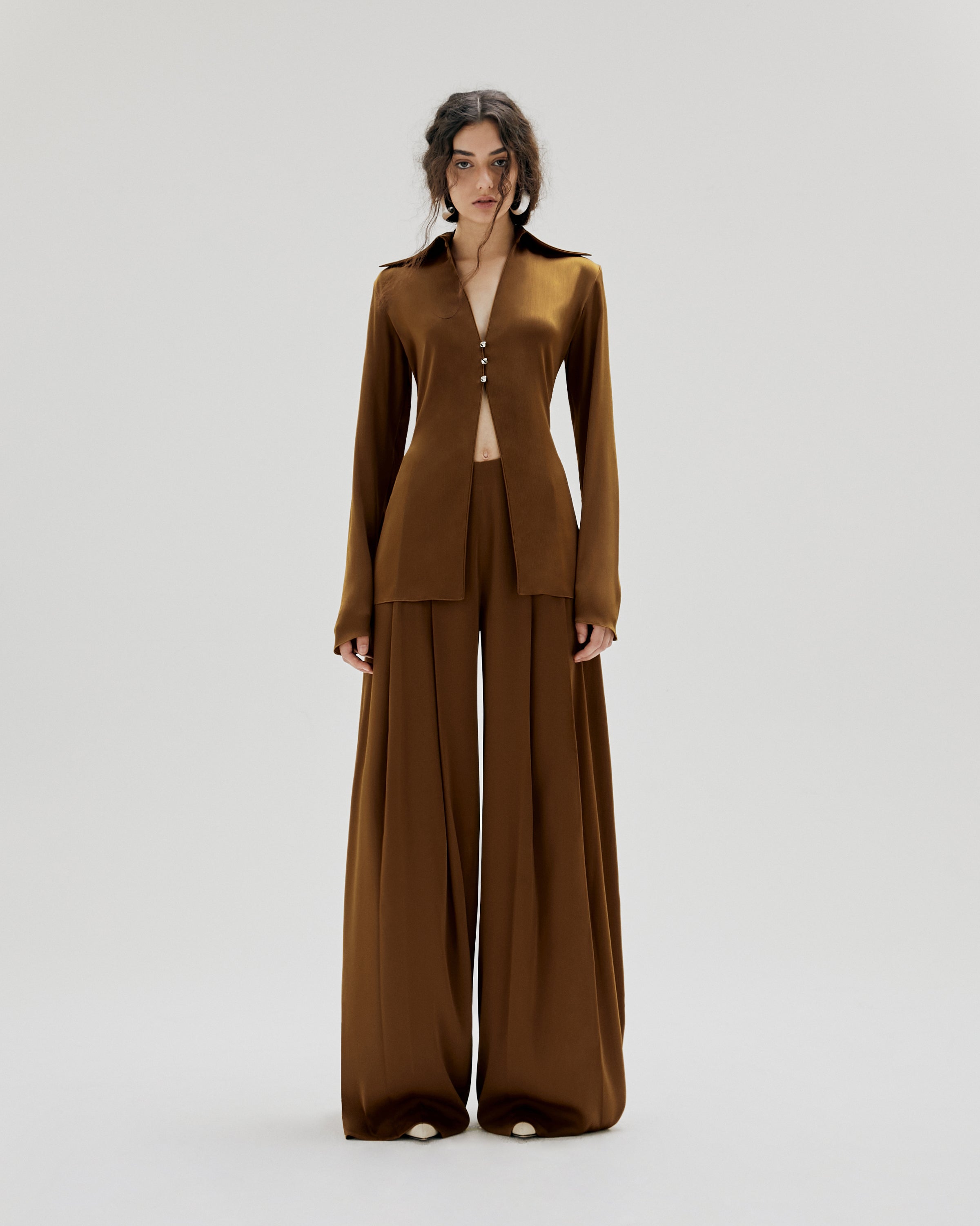 CRUSHED SATIN SLIM SHIRT