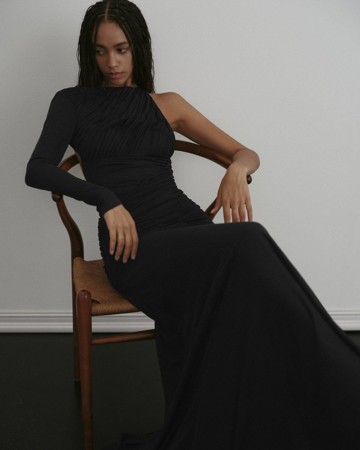 Ruched Jersey Draped Gown