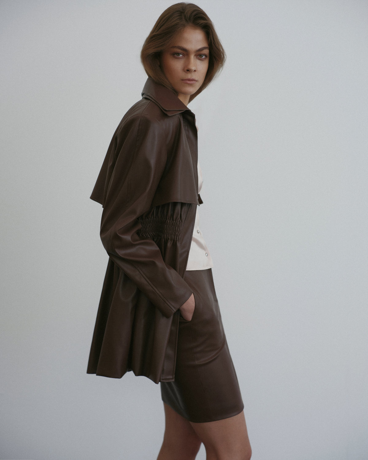 Layered Collar Leather Jacket