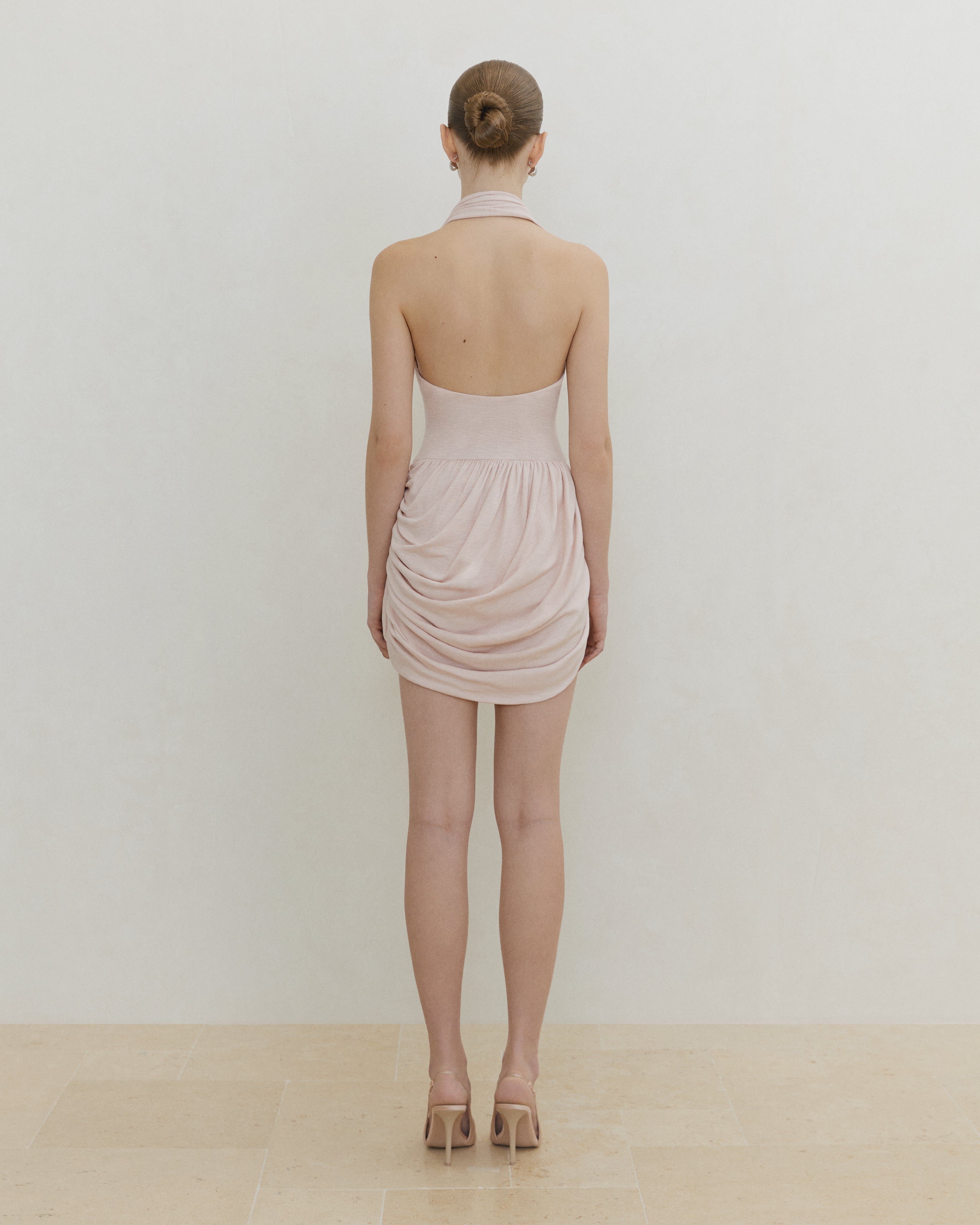 Draped Halter Mini Dress