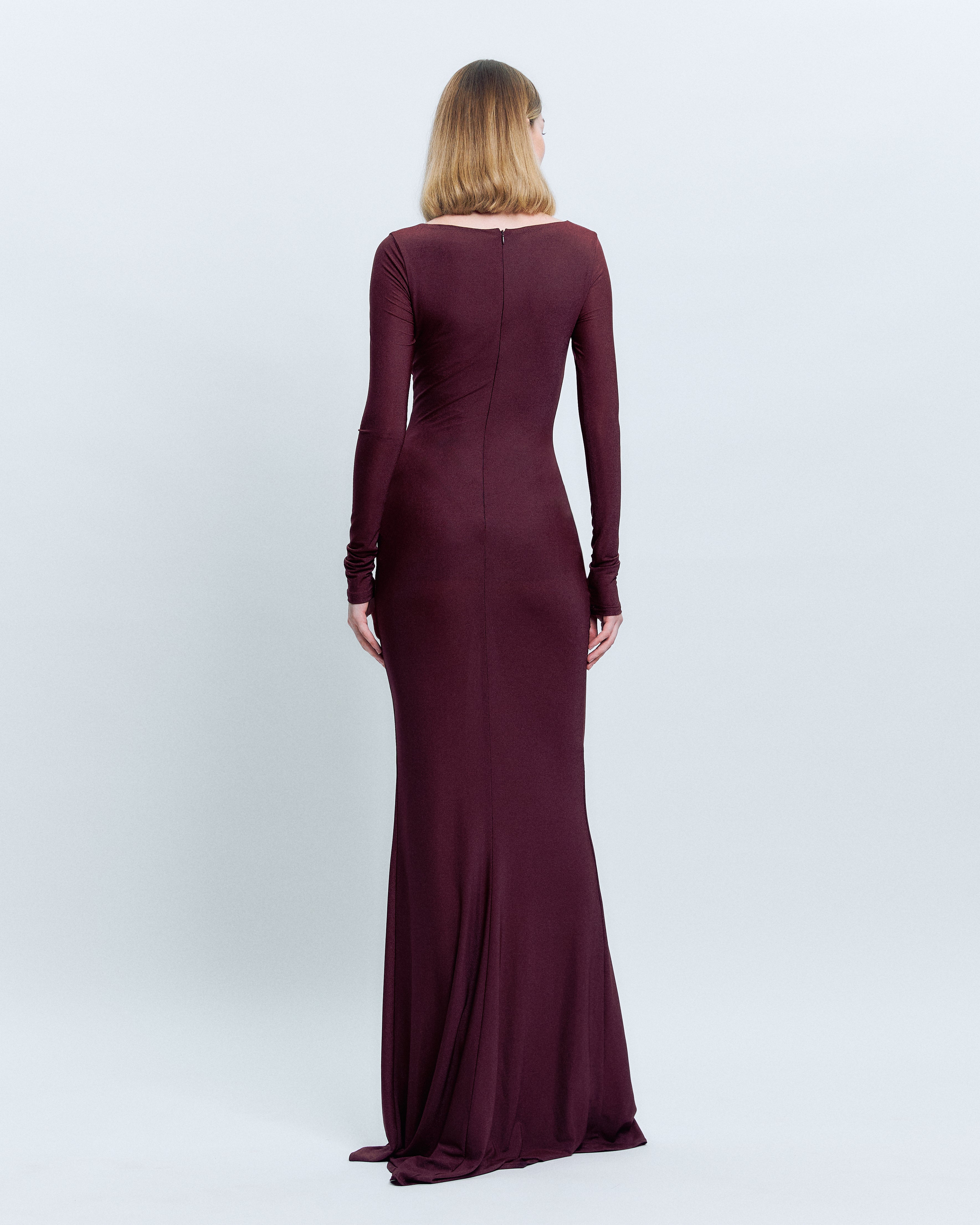 V-NECK RUCHED MAXI DRESS