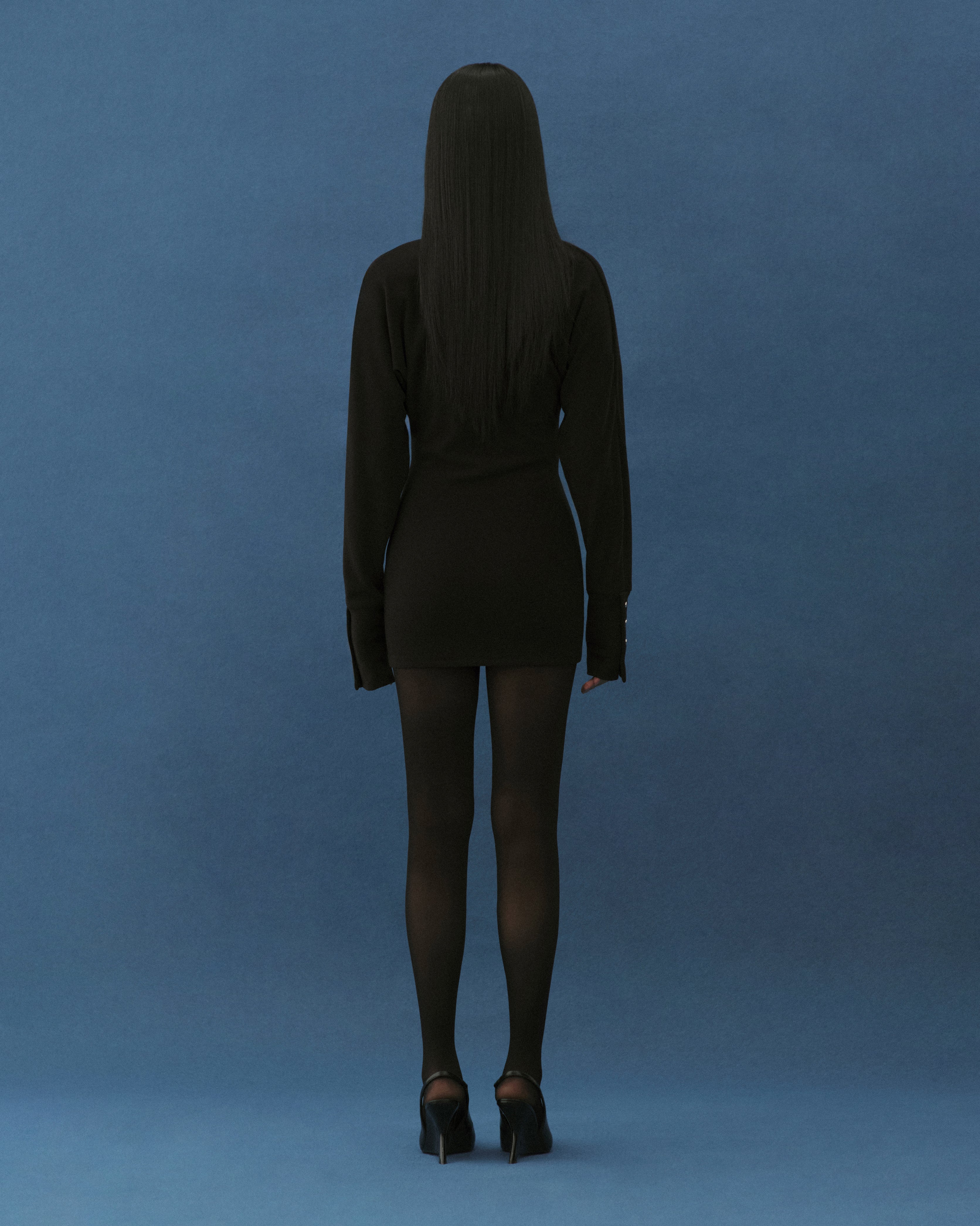 STRETCH BUTTON MINI DRESS