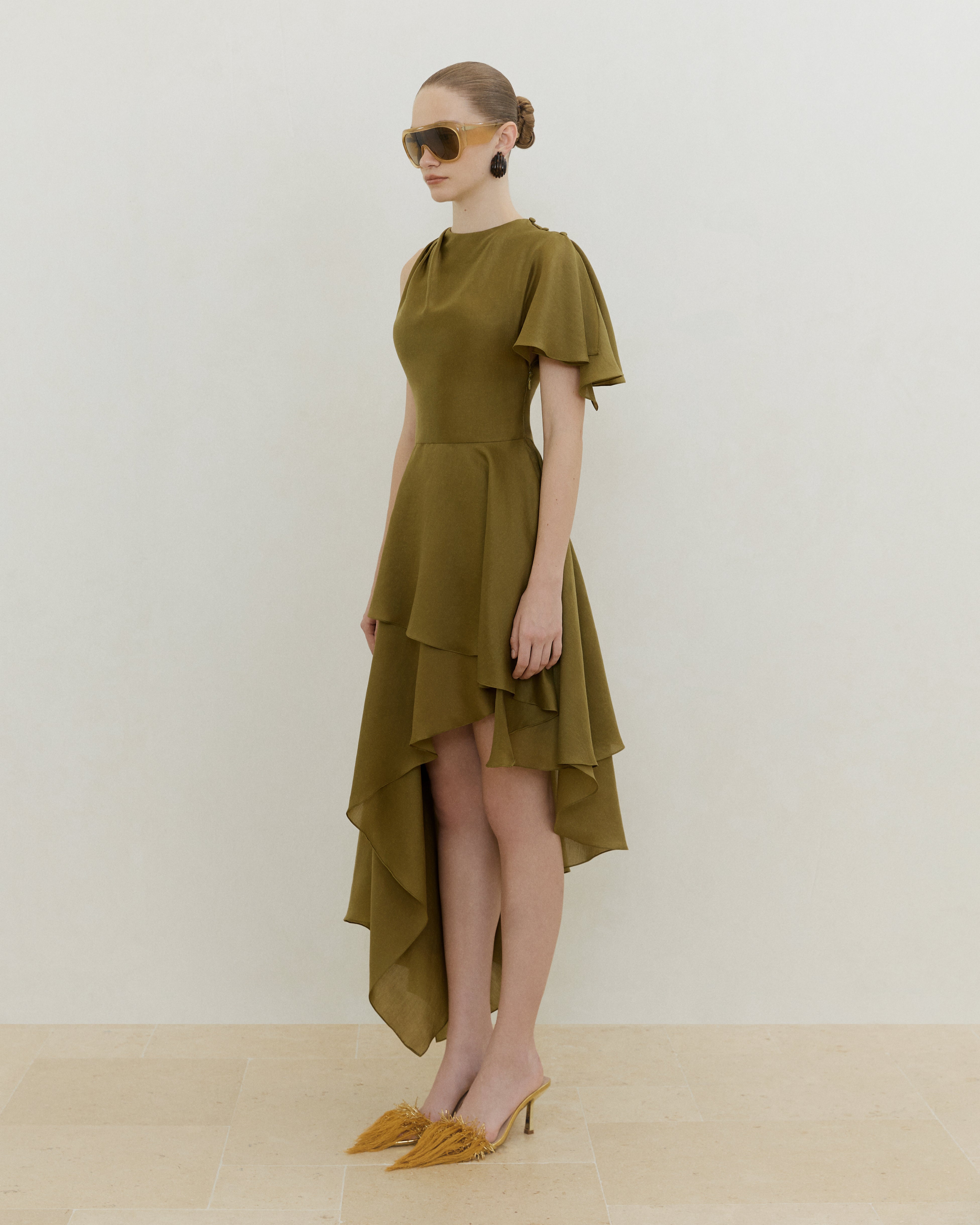 Asymmetric Draped Dress