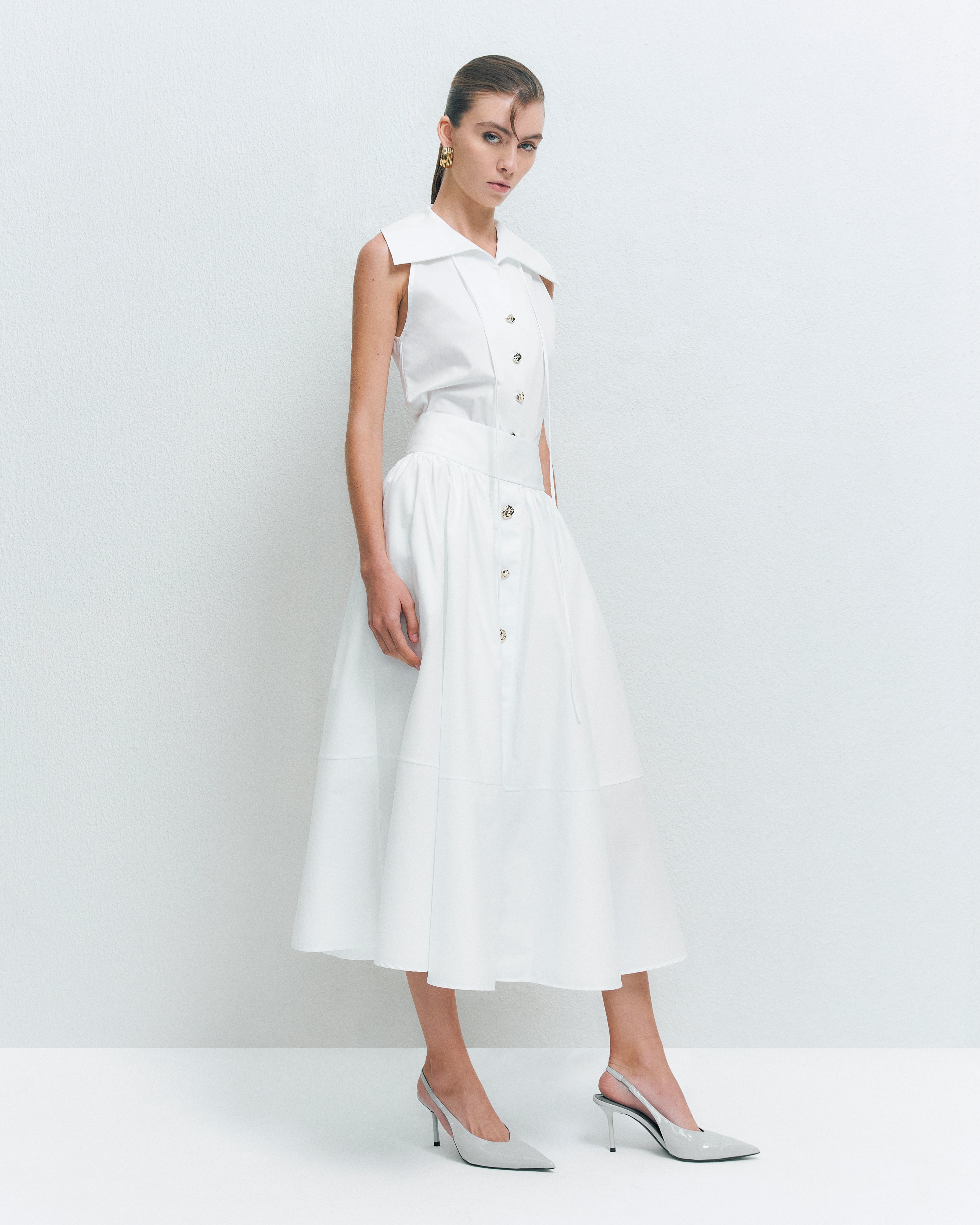 A-LINE BUTTONED MIDI SKIRT