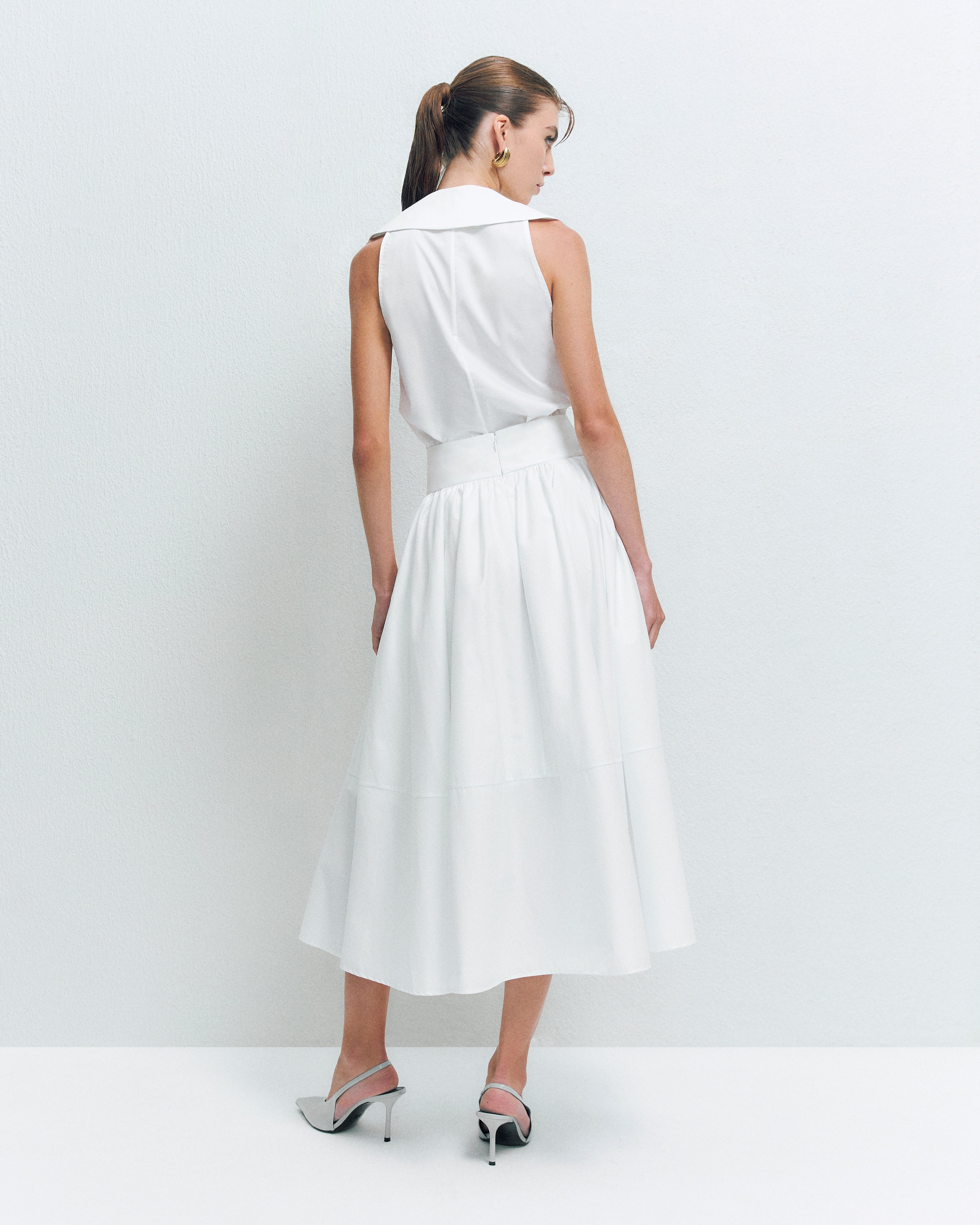 A-LINE BUTTONED MIDI SKIRT