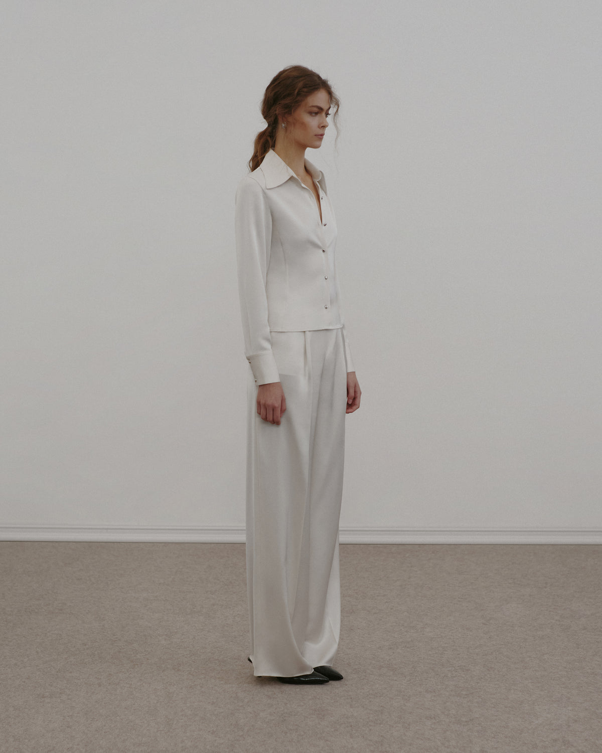 Wide-Leg Satin Trousers