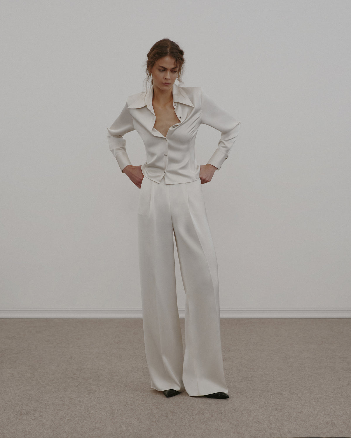 Wide-Leg Satin Trousers
