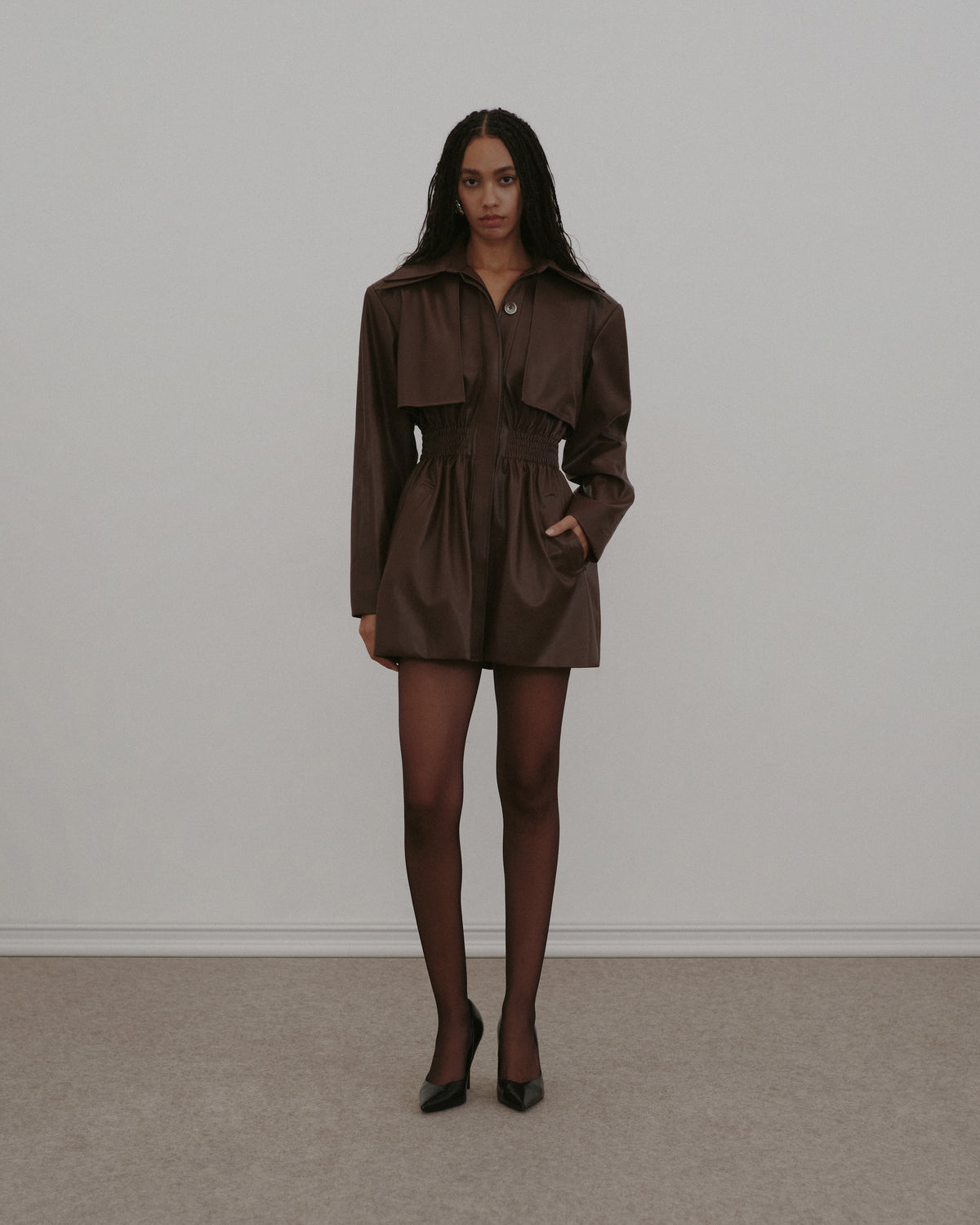 Layered Collar Leather Jacket