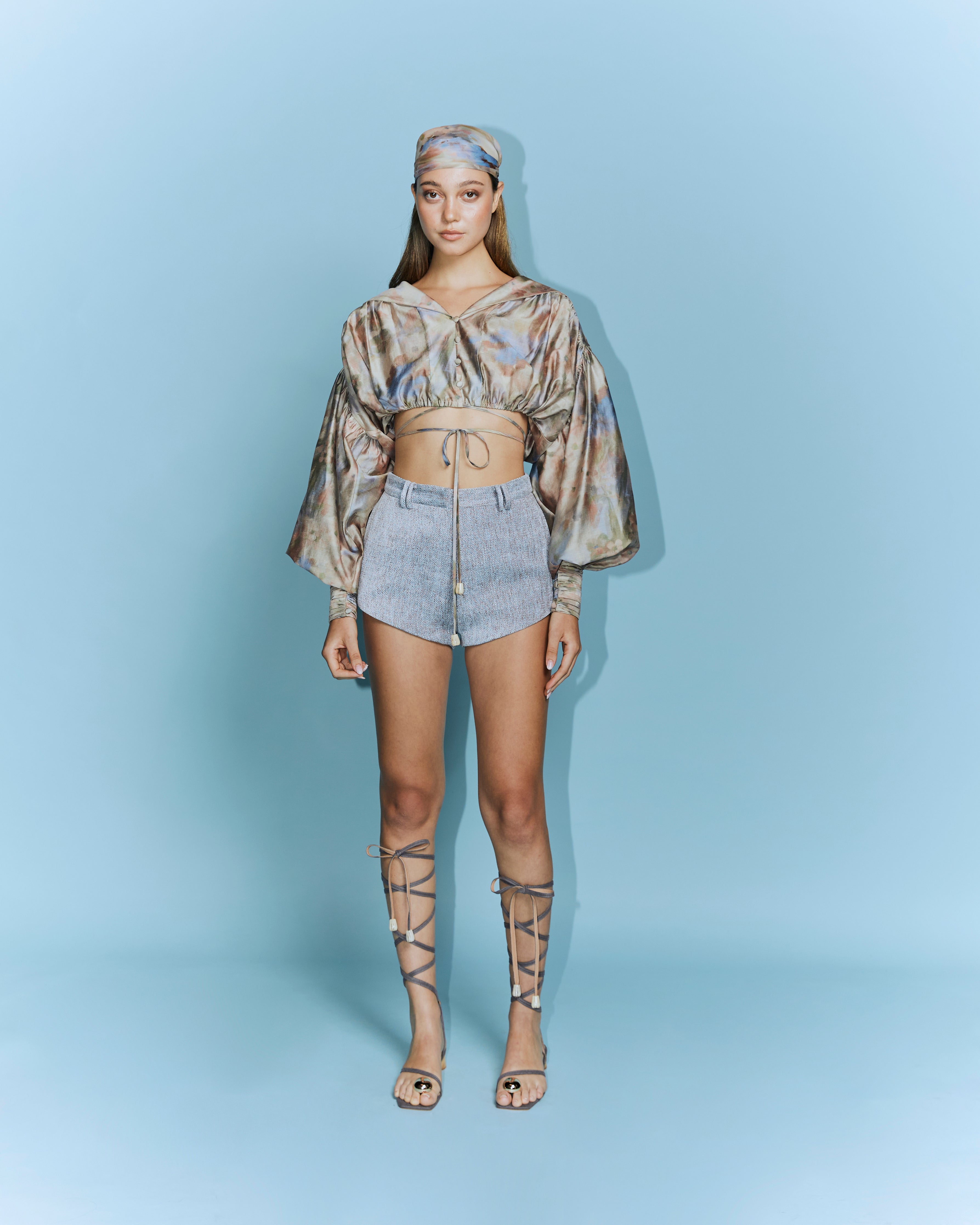 Woven Herringbone Hot Pants