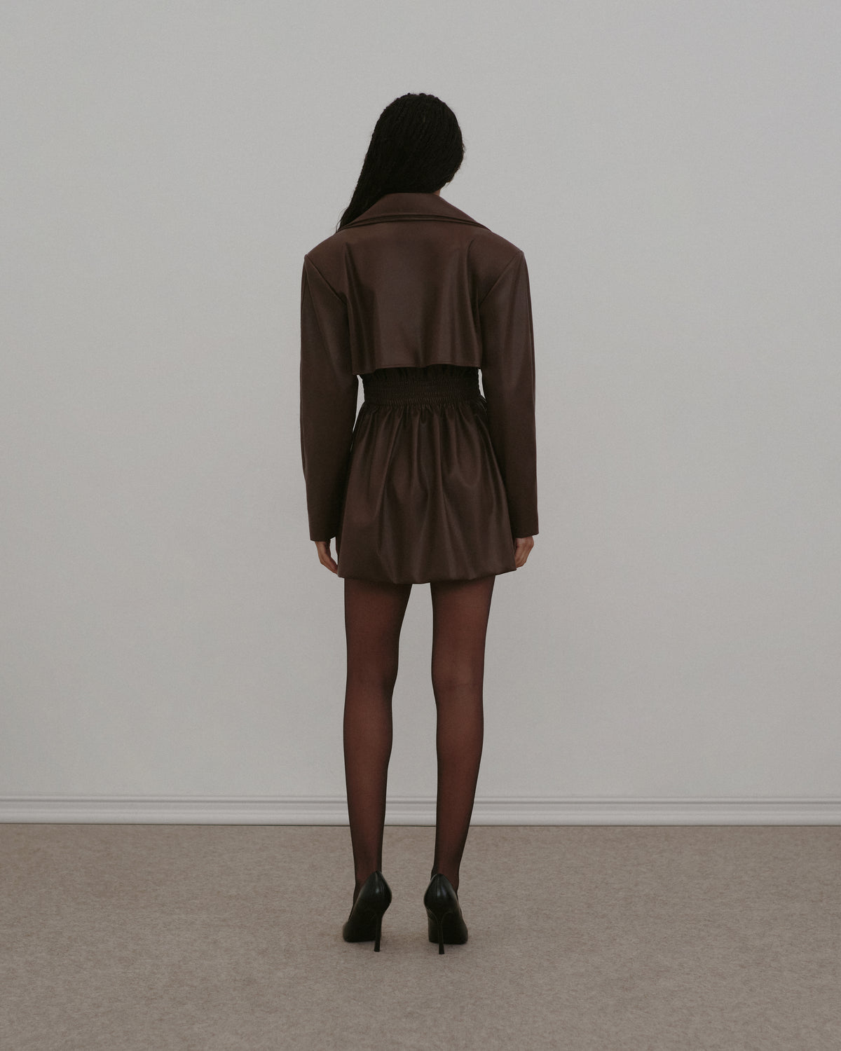 Layered Collar Leather Jacket