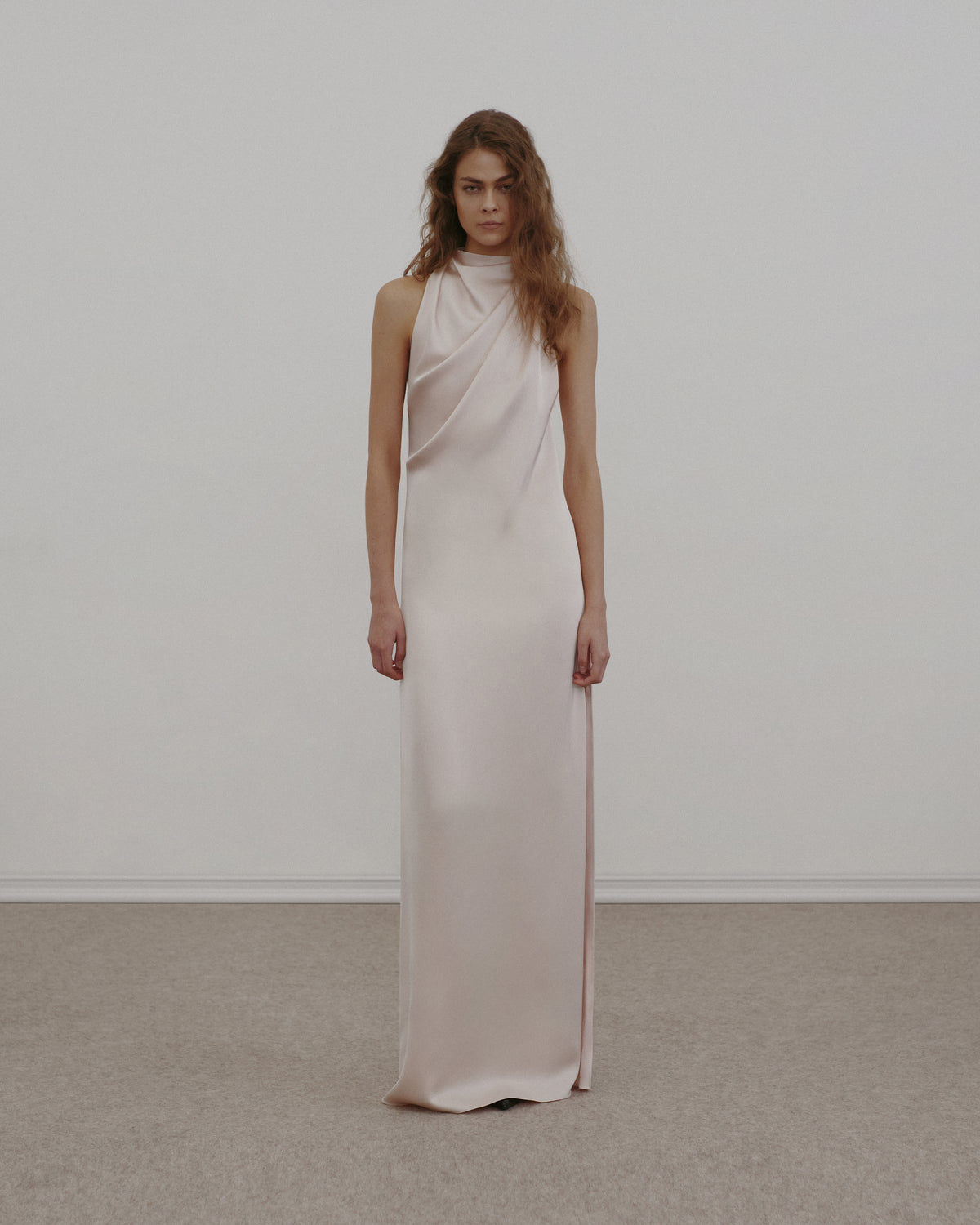 Draped Satin Maxi Gown