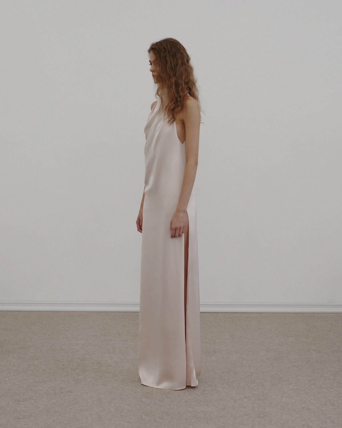 Draped Satin Maxi Gown