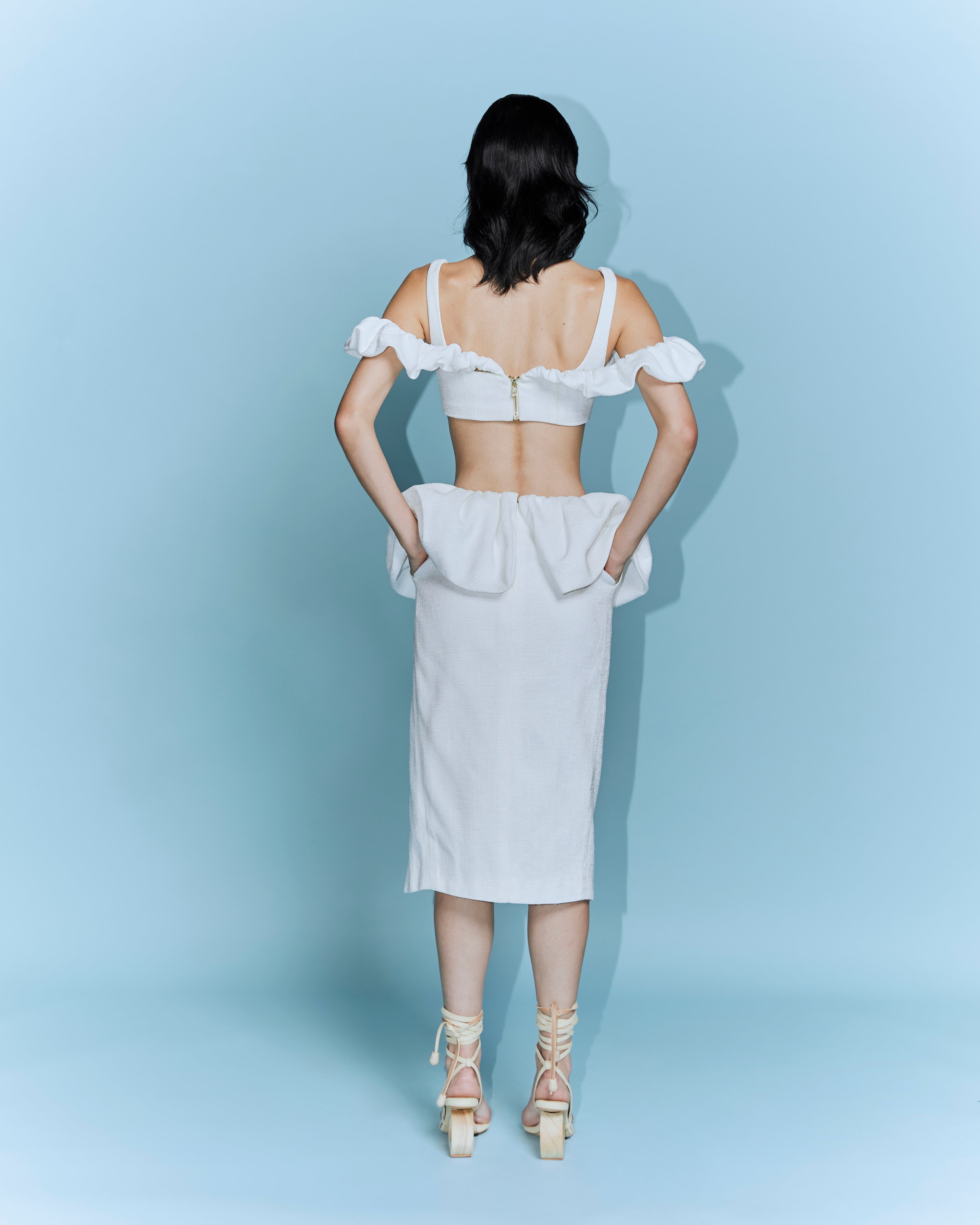 Woven Herringbone Off-Shoulder Top