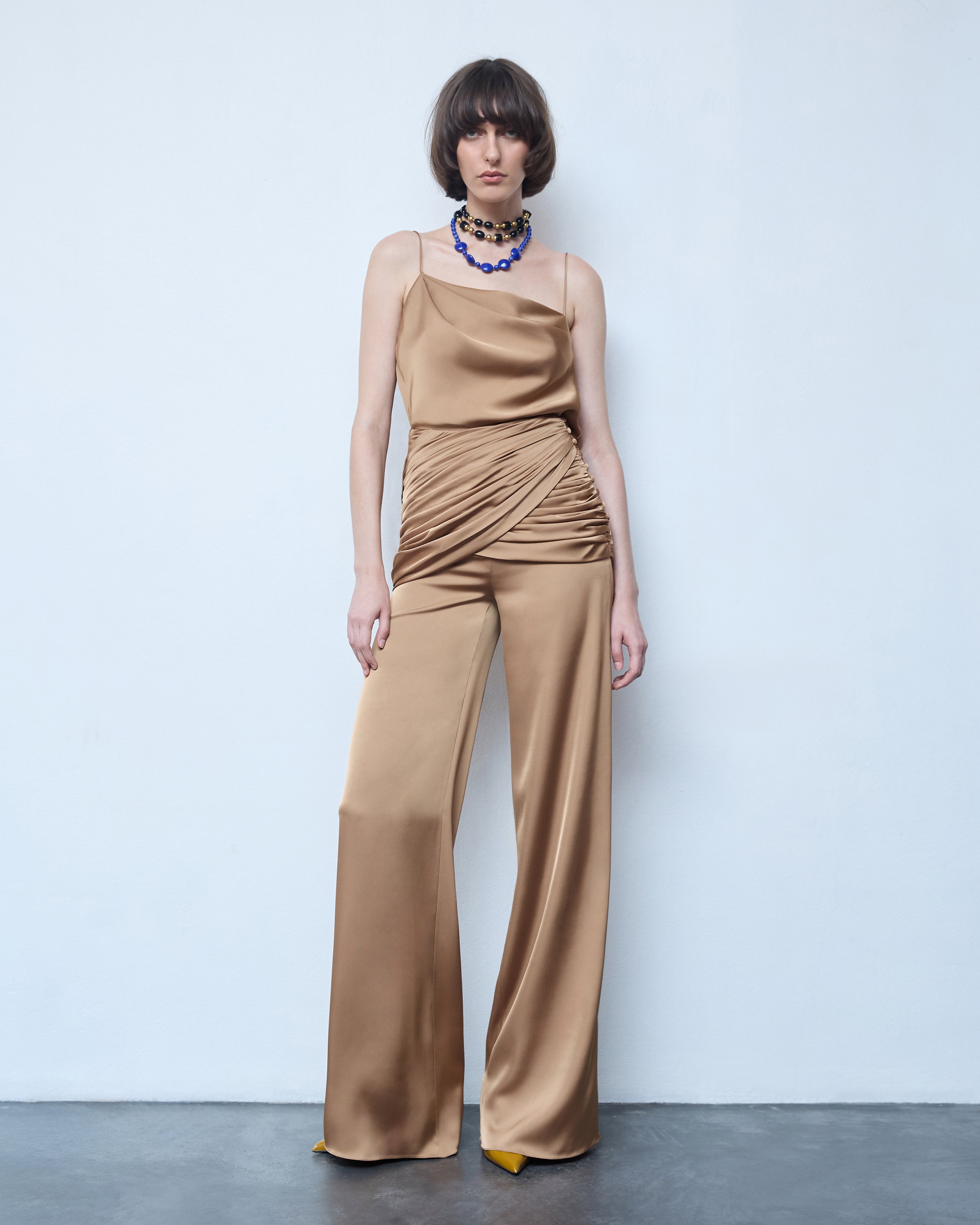 DRAPED WIDE LEGS PANTS