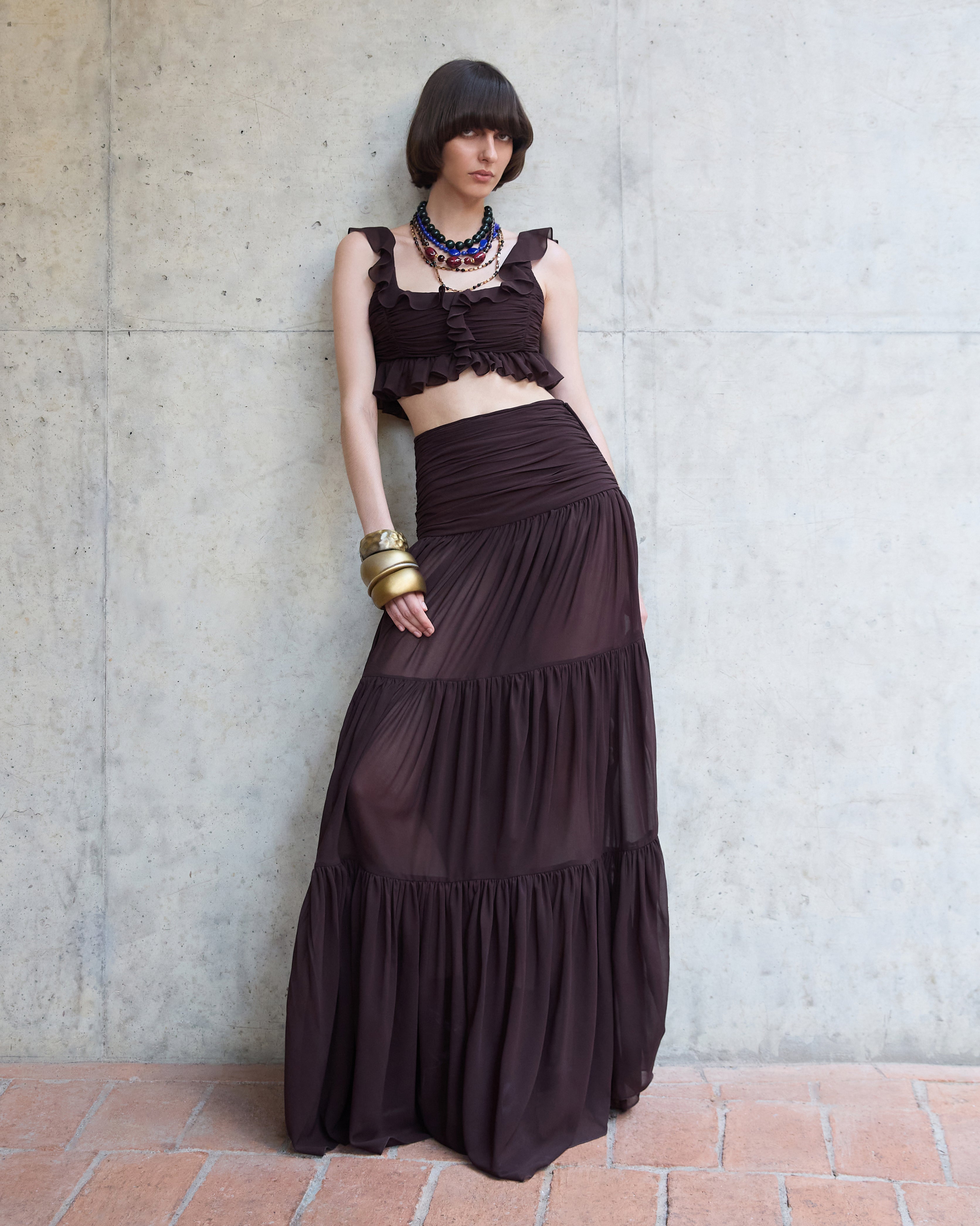 MAXI DRAPED SKIRT