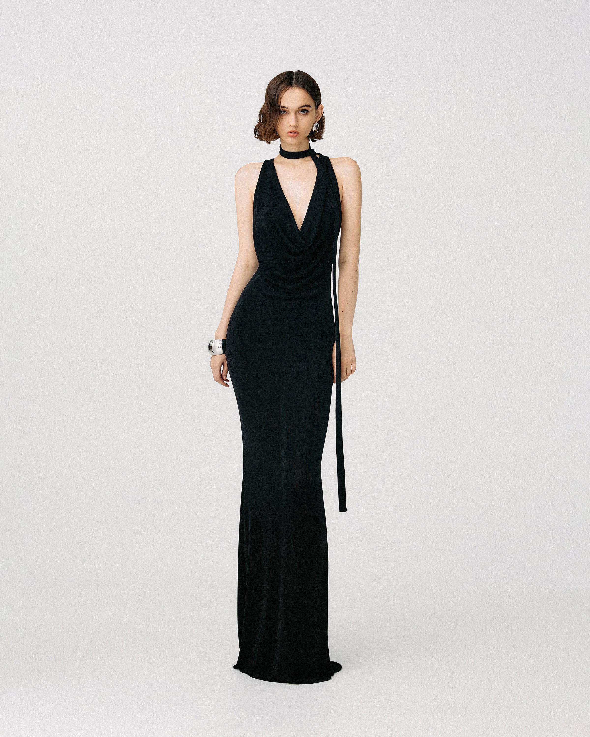 Lace-Trimmed Jersey Gown