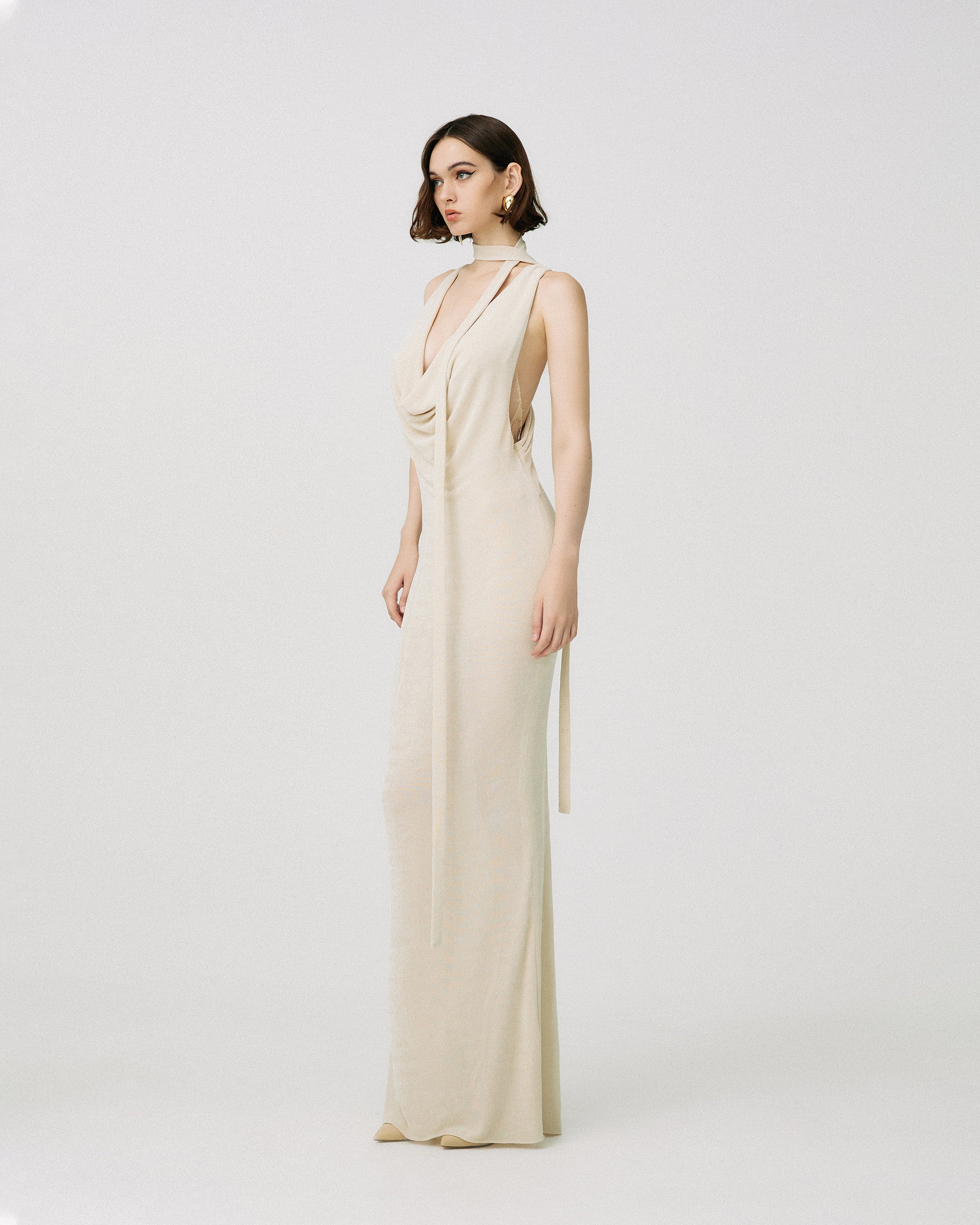 Lace-Trimmed Jersey Gown