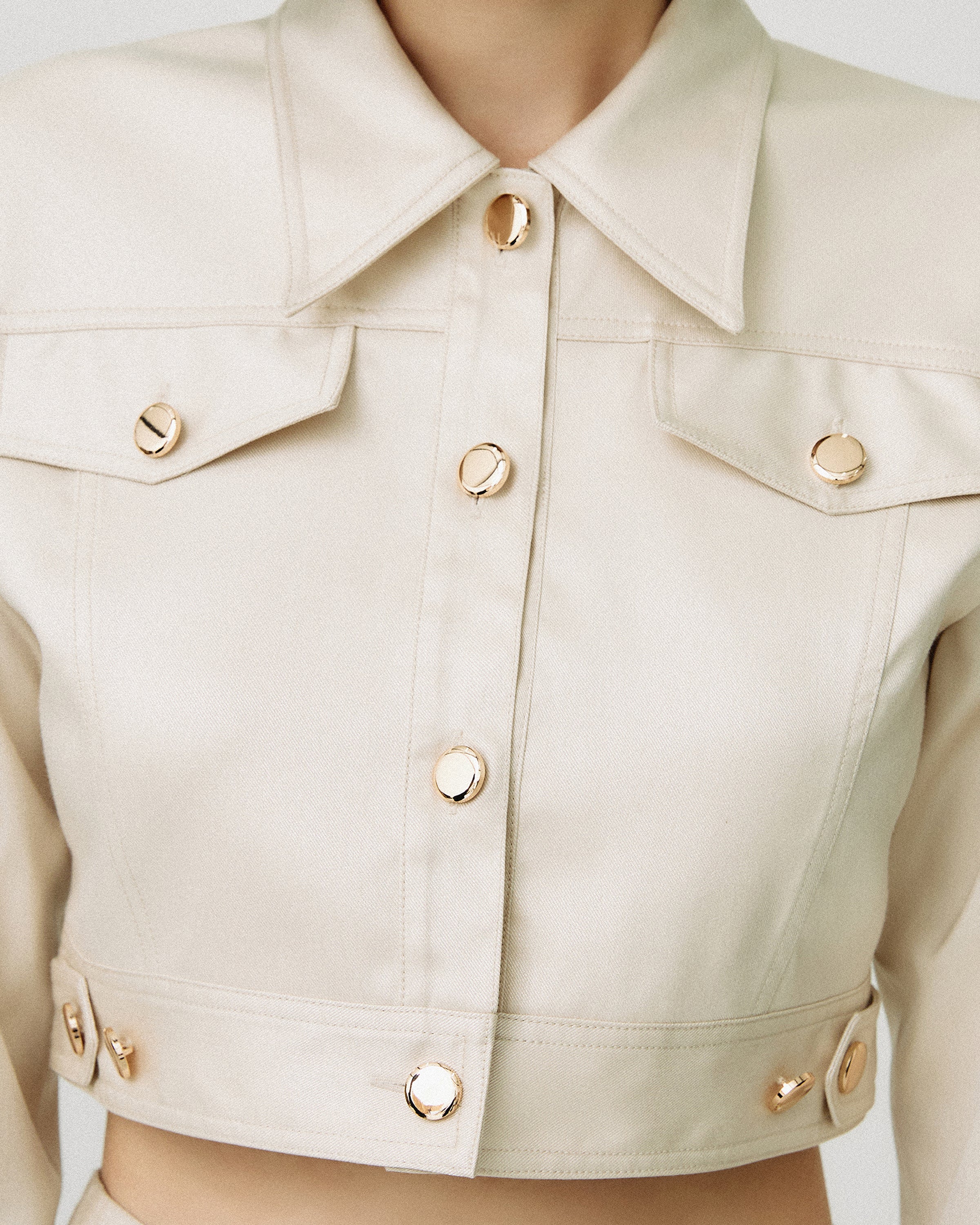 Button-Down Cropped Jacket