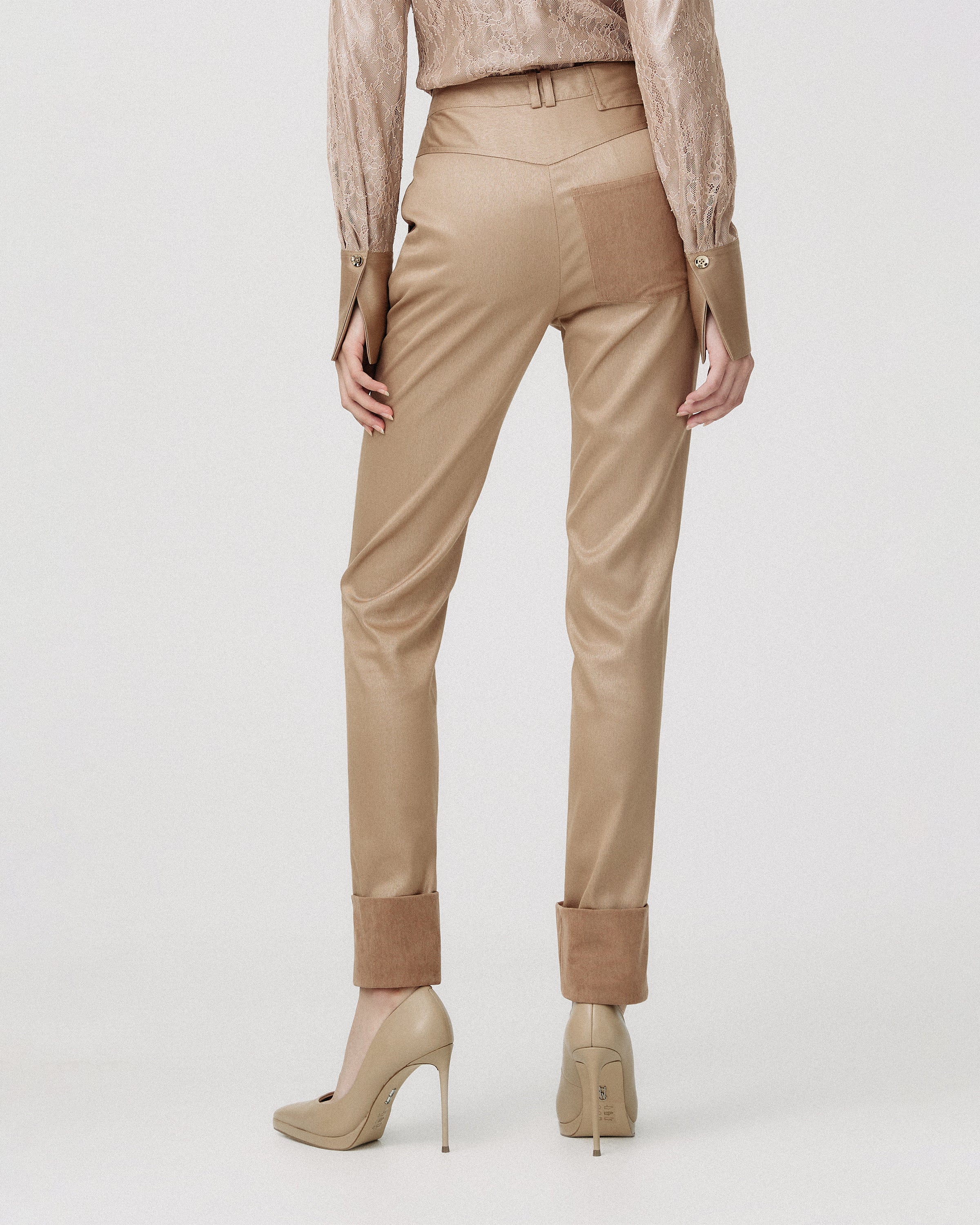 Exposed Cuff Straight-Leg Pants