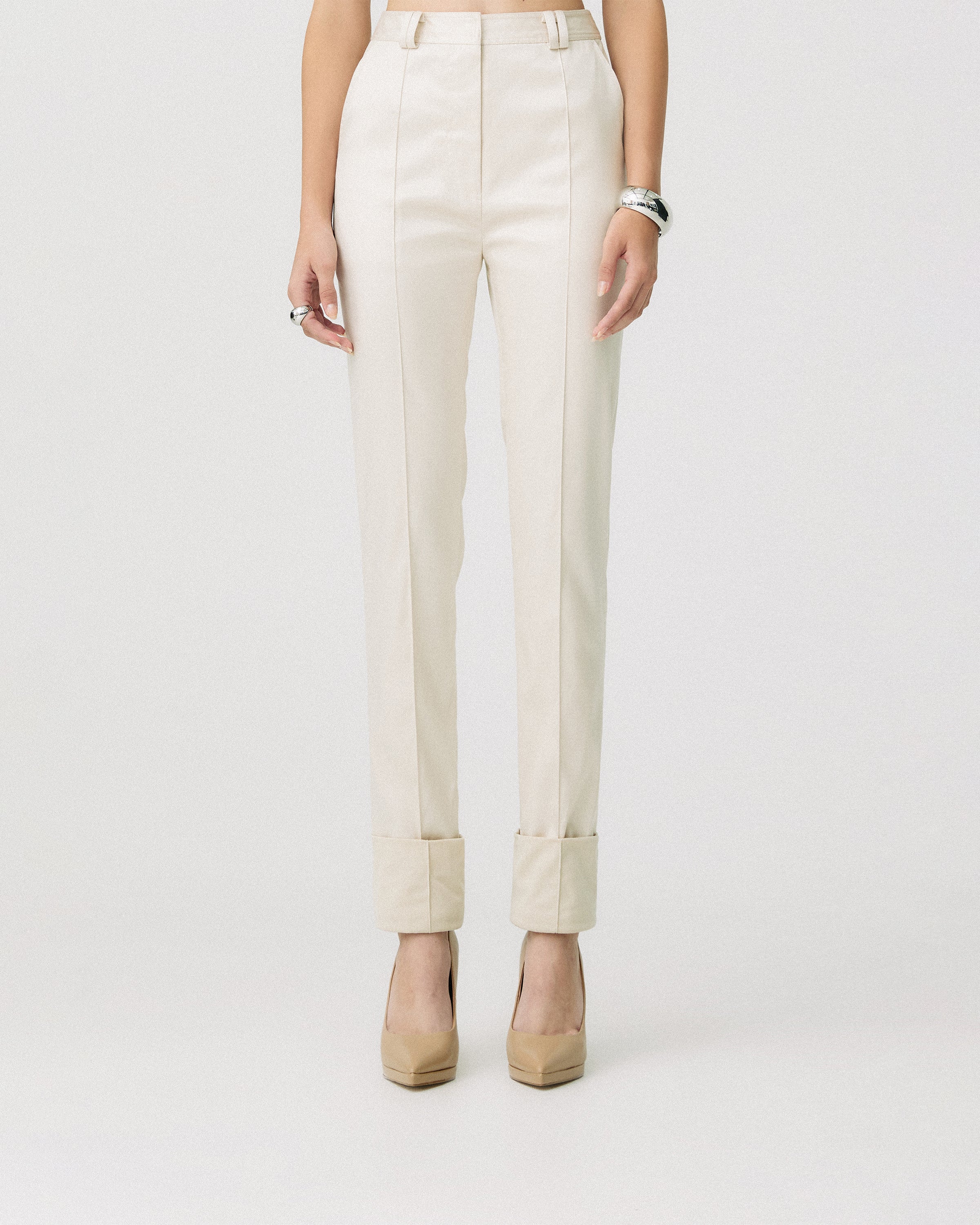 Exposed Cuff Straight-Leg Pants