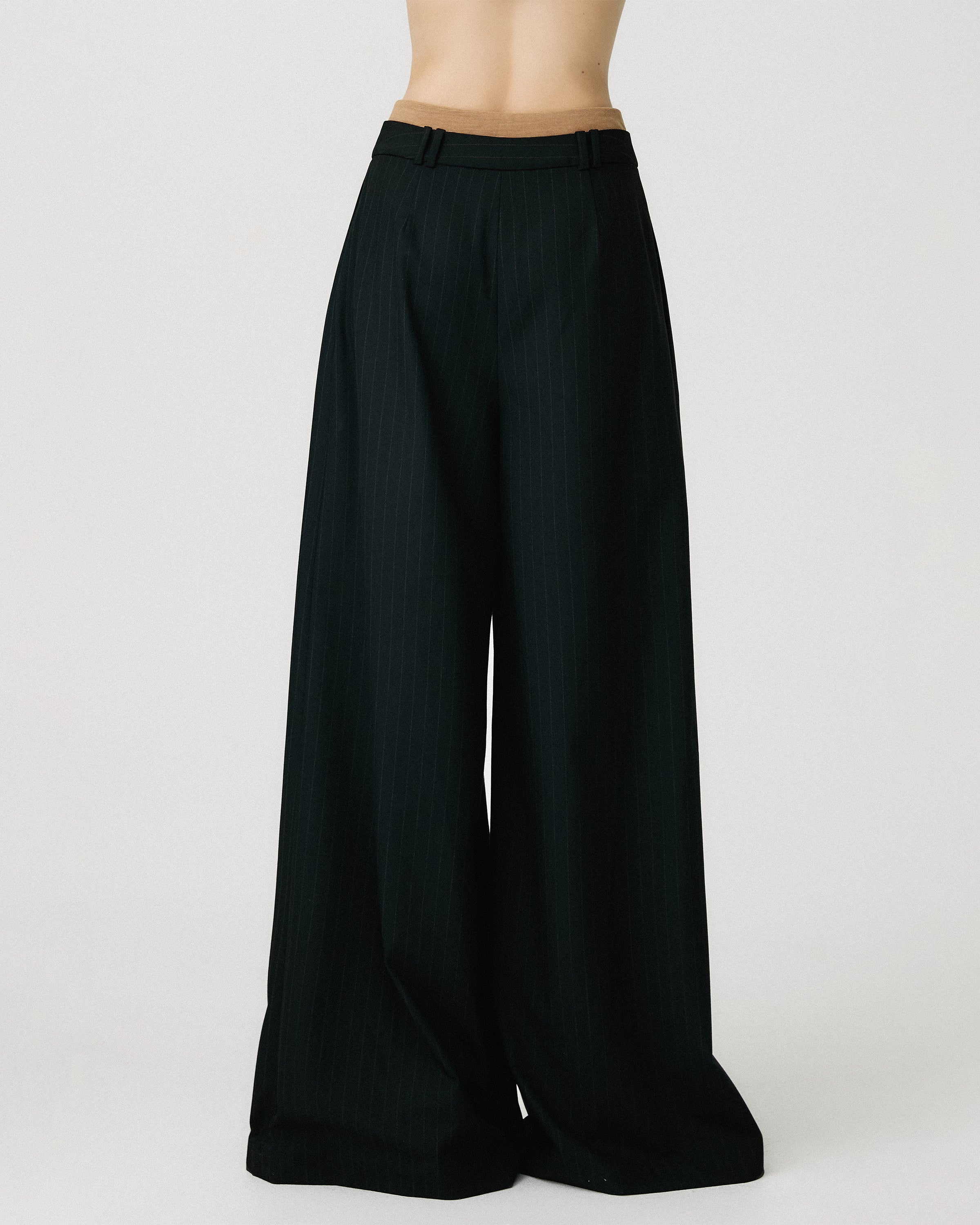 Double-Waist Detail Flared Pants