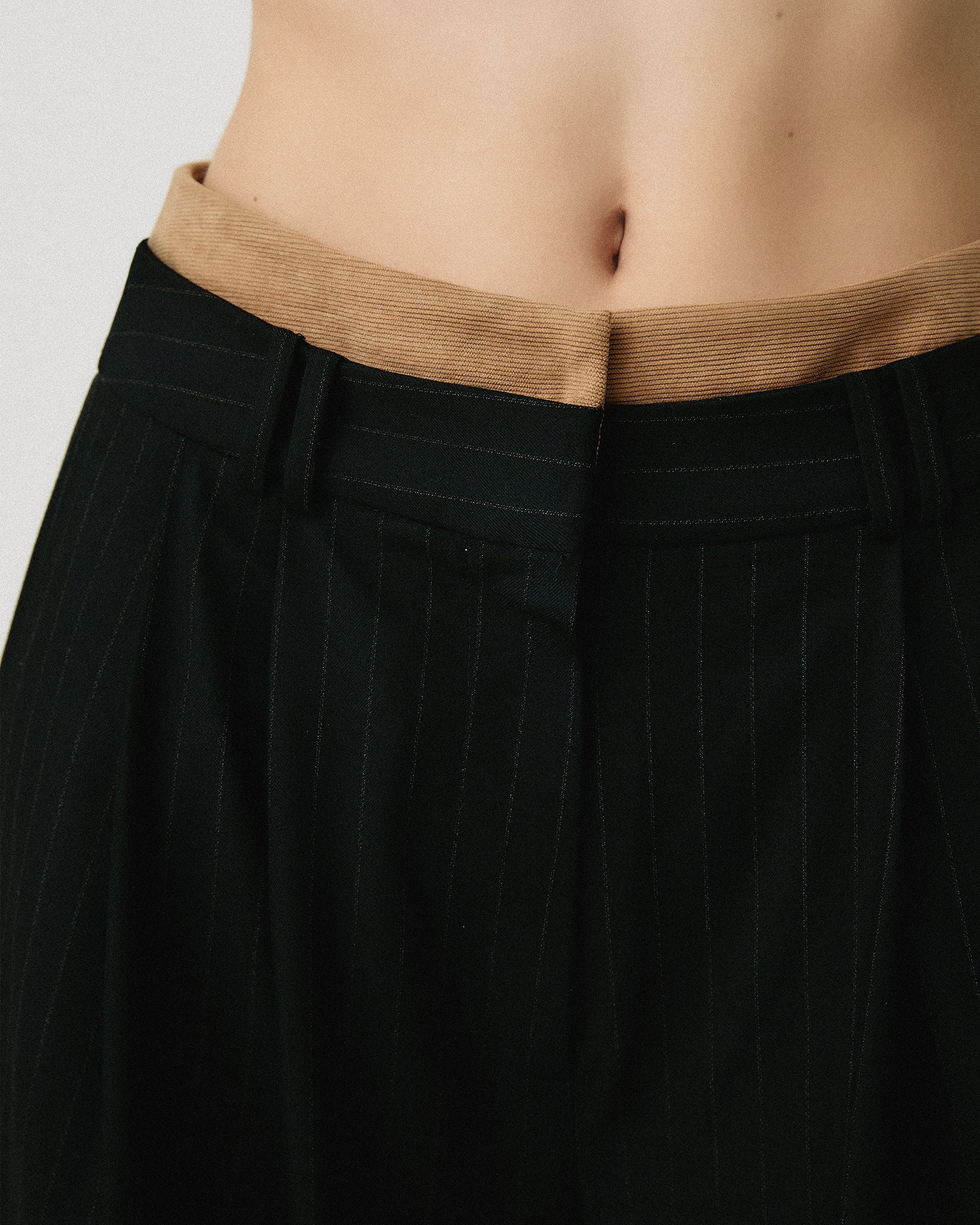 Double-Waist Detail Flared Pants