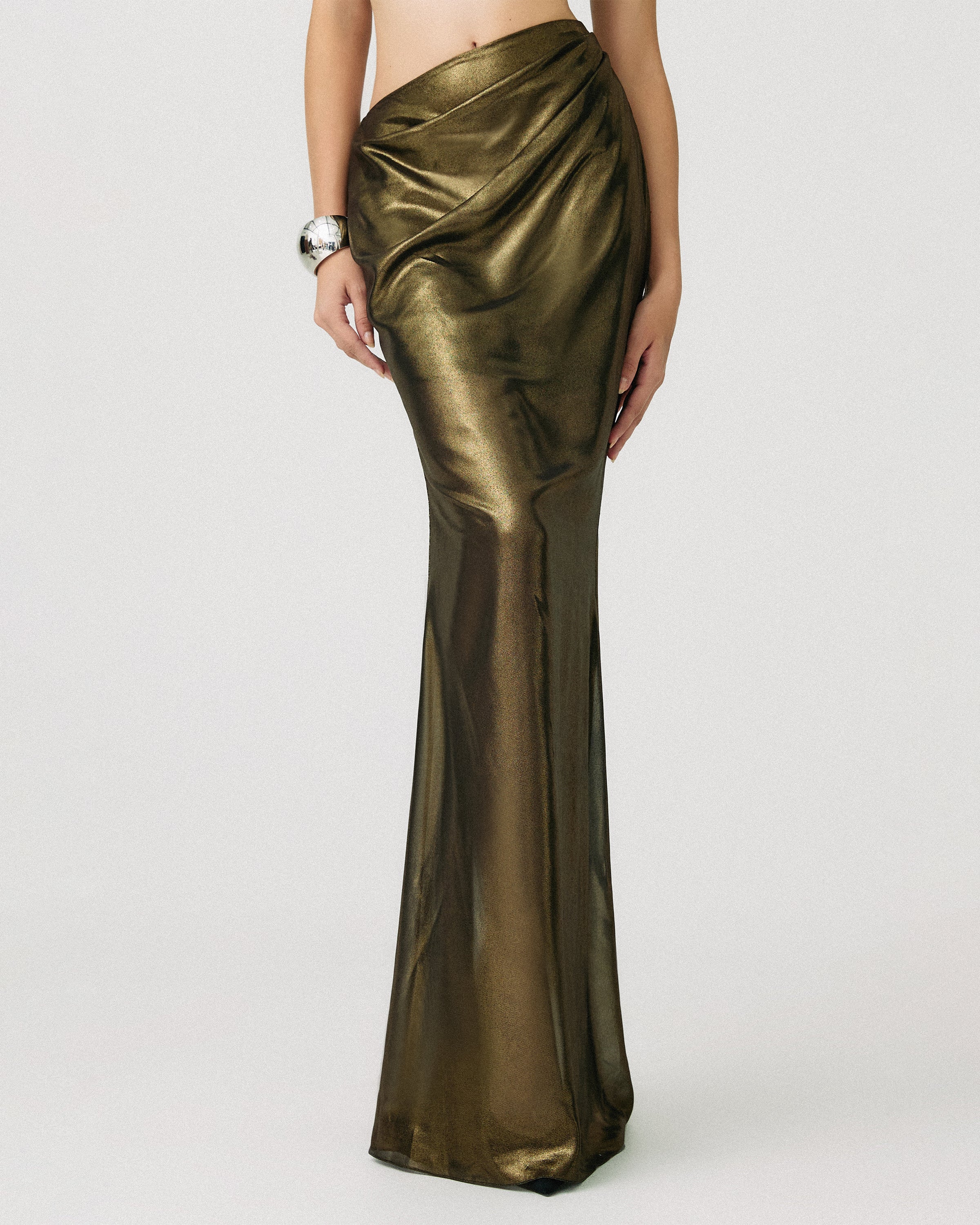 Asymmetric Draped Maxi Skirt