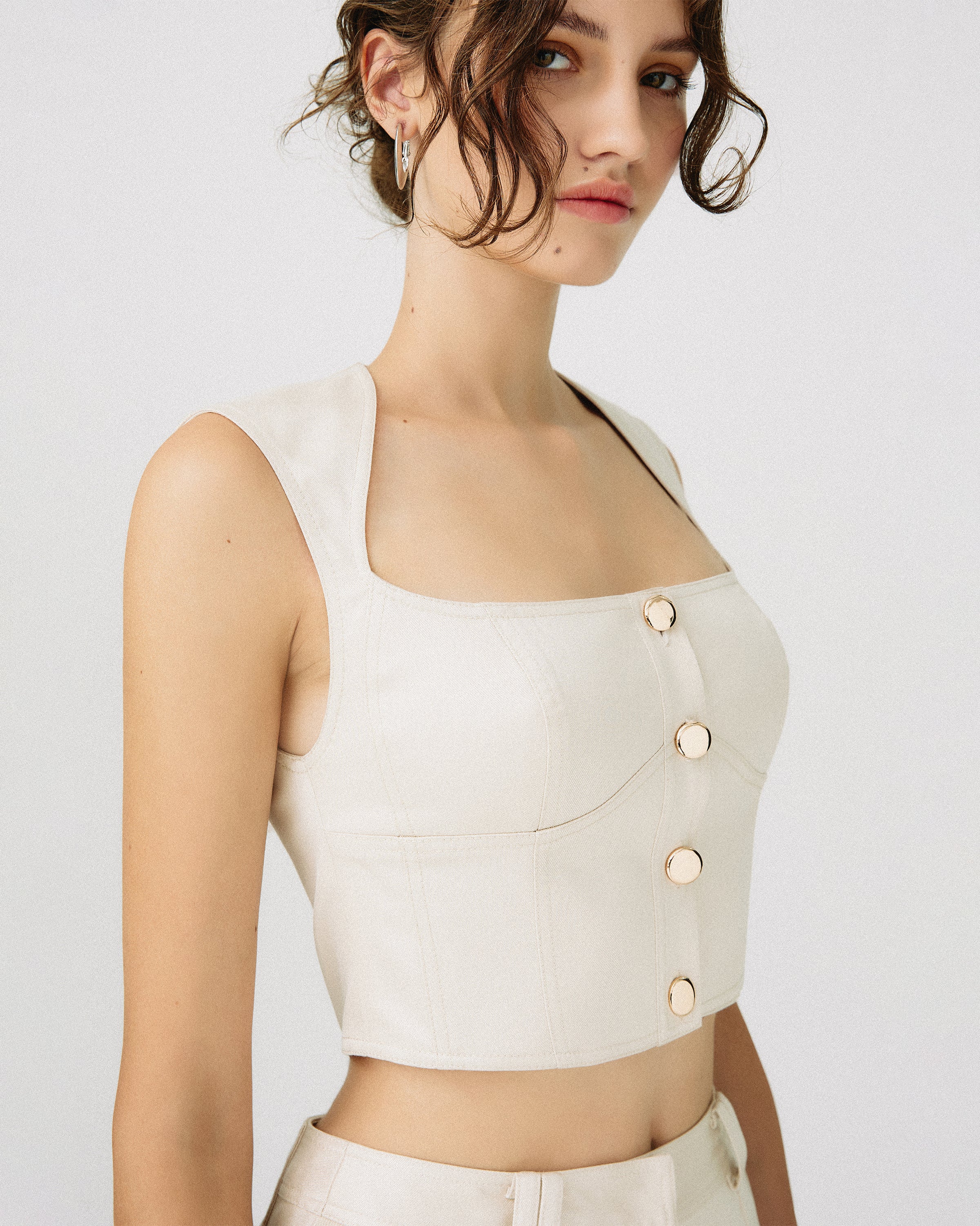 Button-Down Cropped top