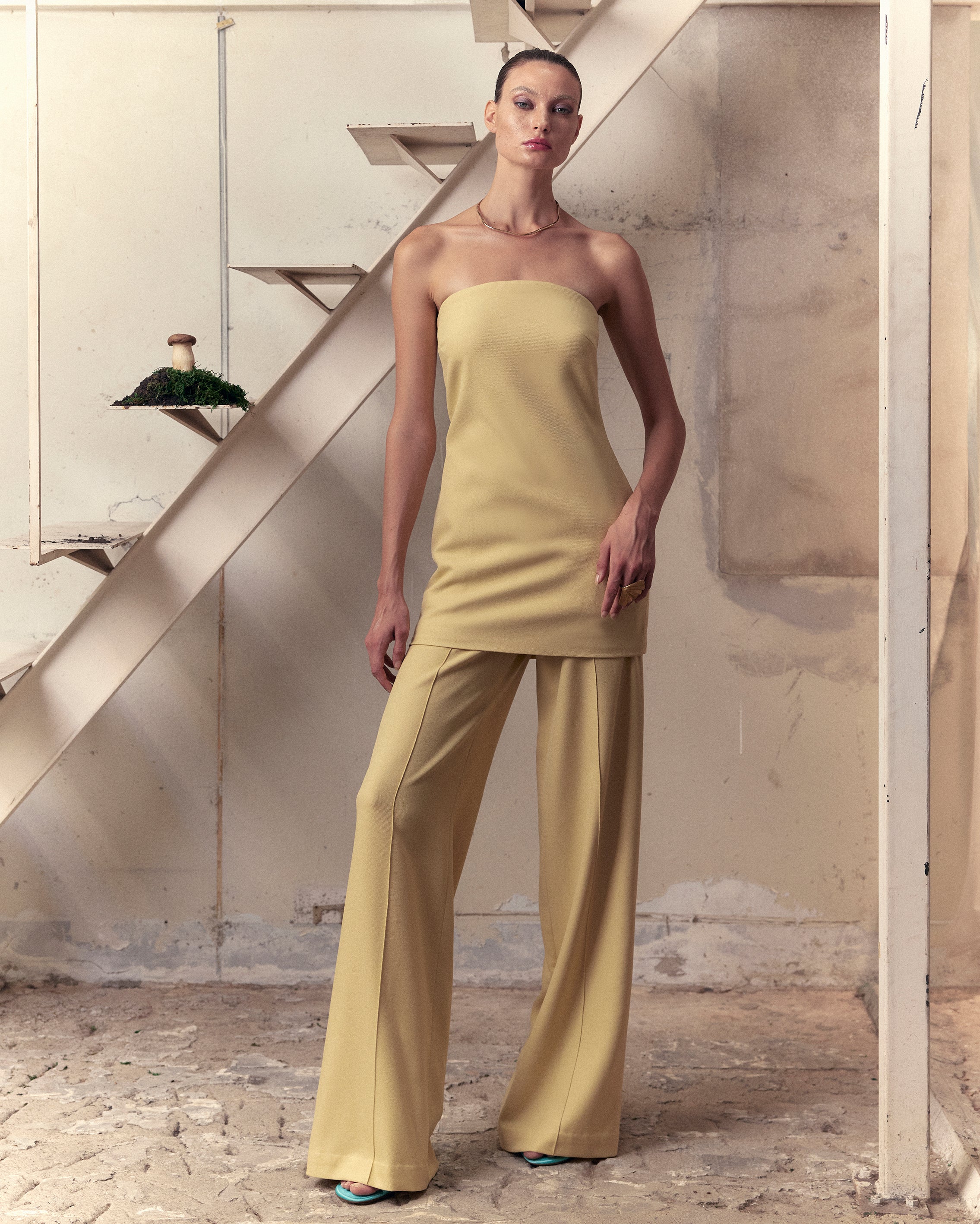 Wool-Blend High-Rise Wide-Leg Pants