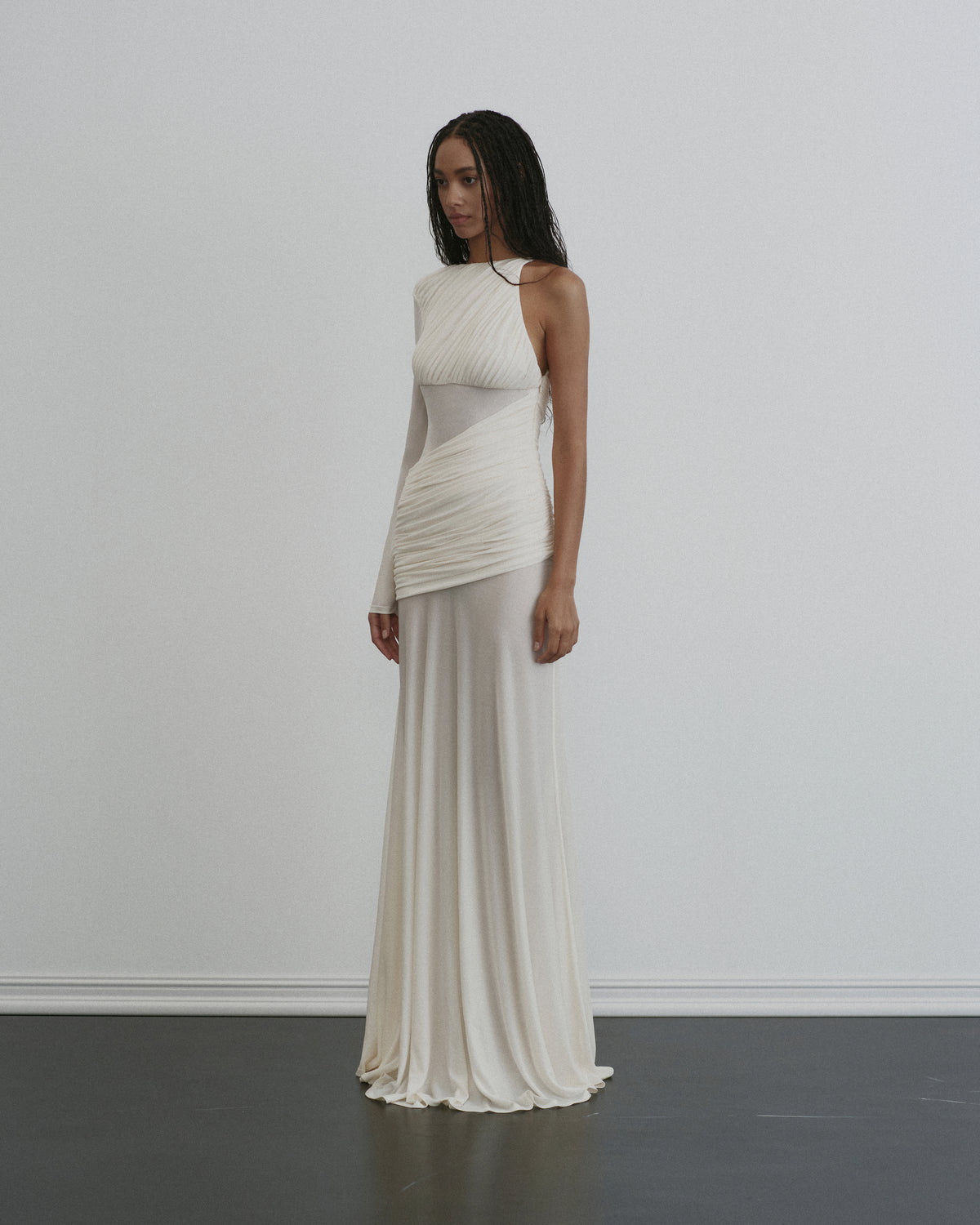 Ruched Jersey Draped Gown