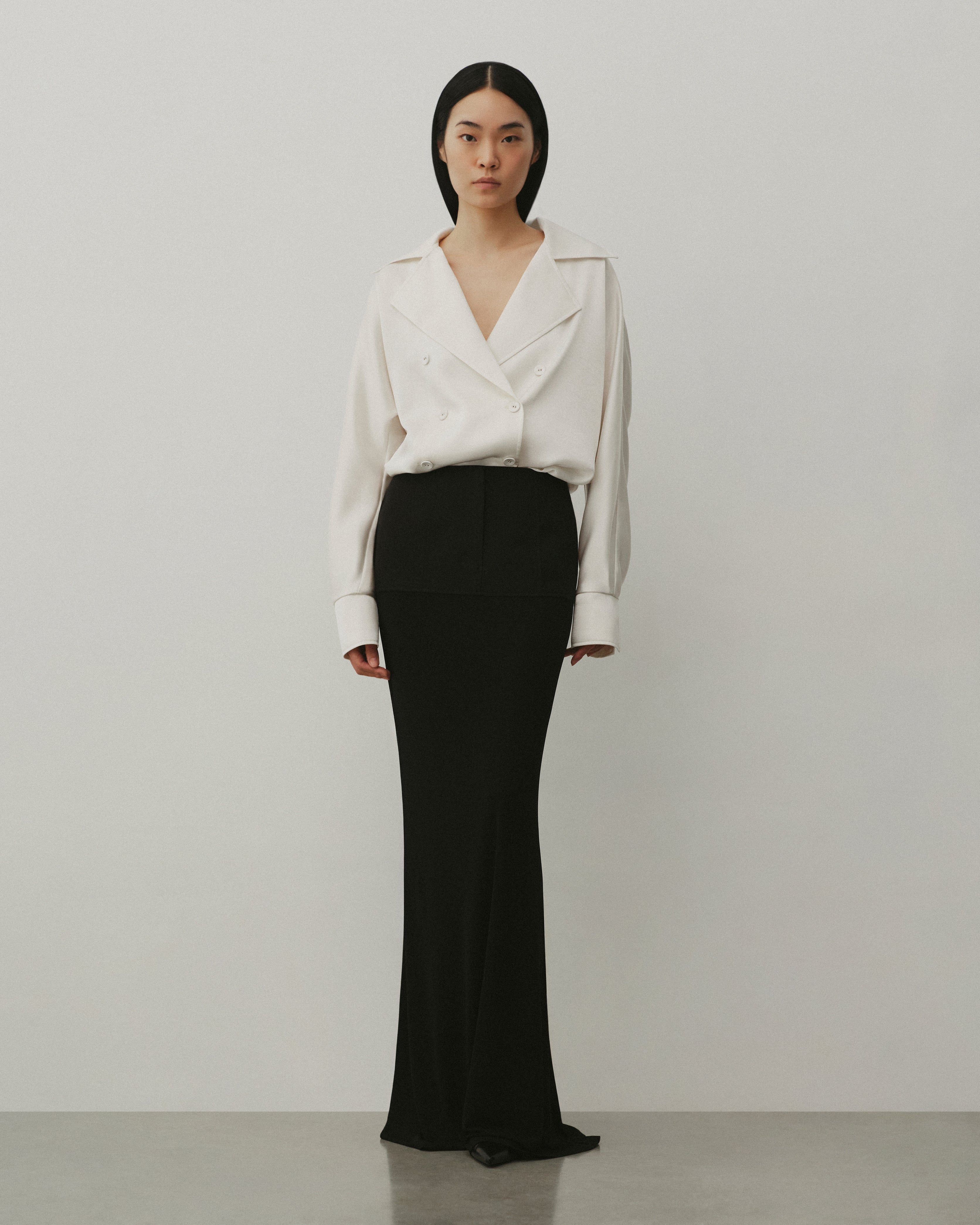 SOFT SATIN DOUBLE-BREASTED BLOUSE