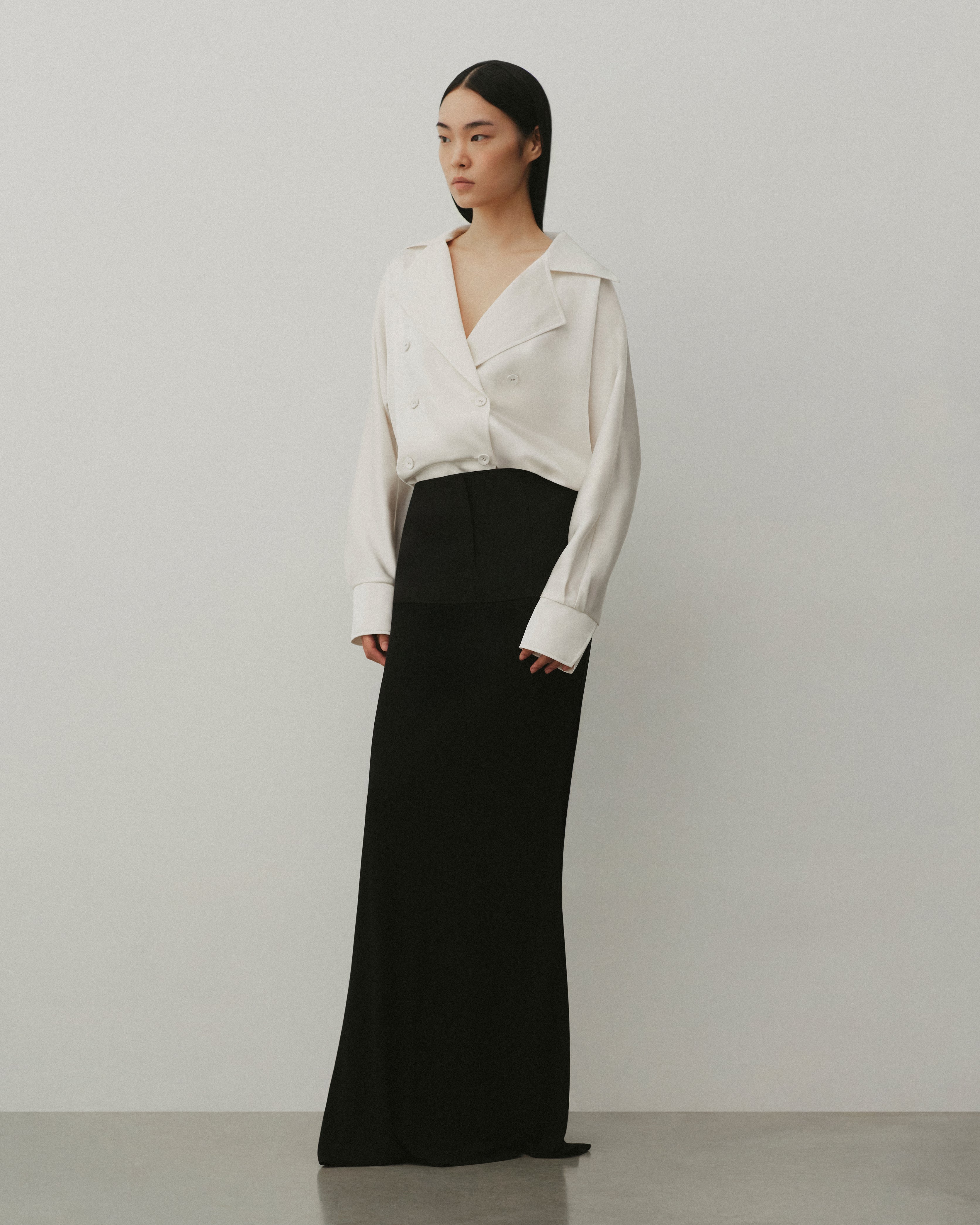 SOFT SATIN DOUBLE-BREASTED BLOUSE