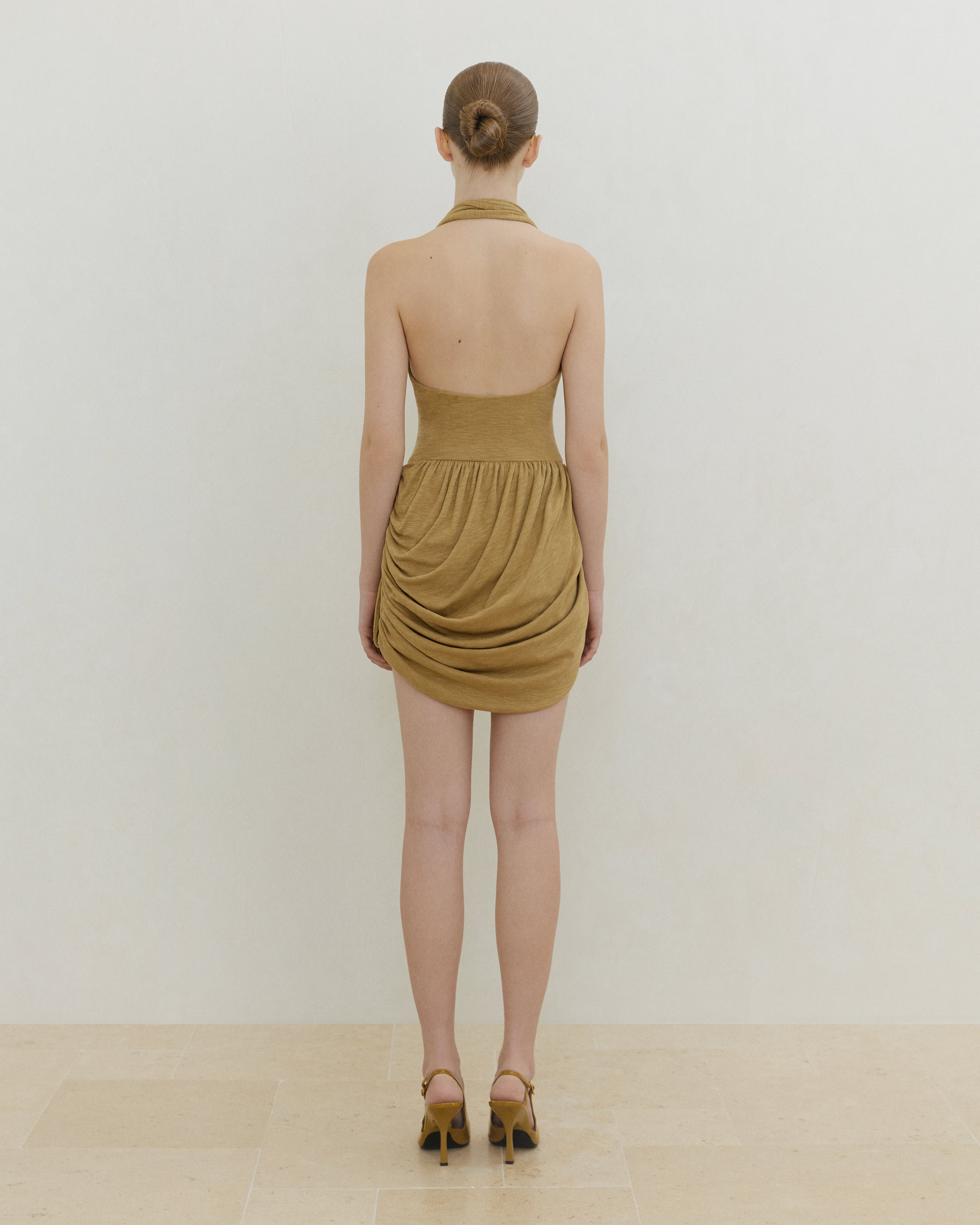 Draped Halter Mini Dress