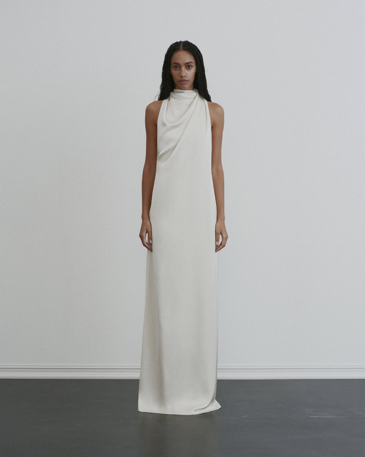 Draped Satin Maxi Gown