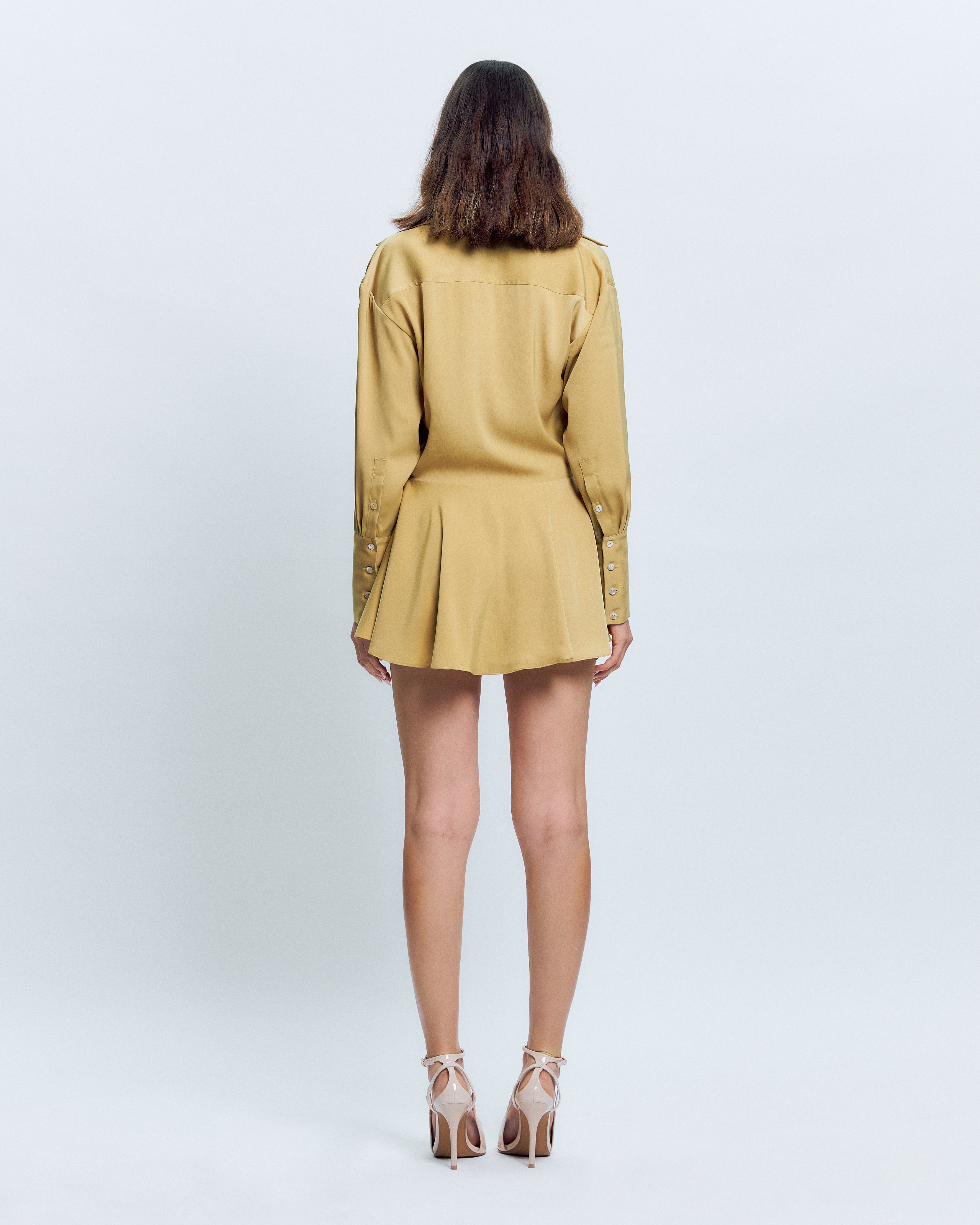 DRAPED MINI SHIRT DRESS