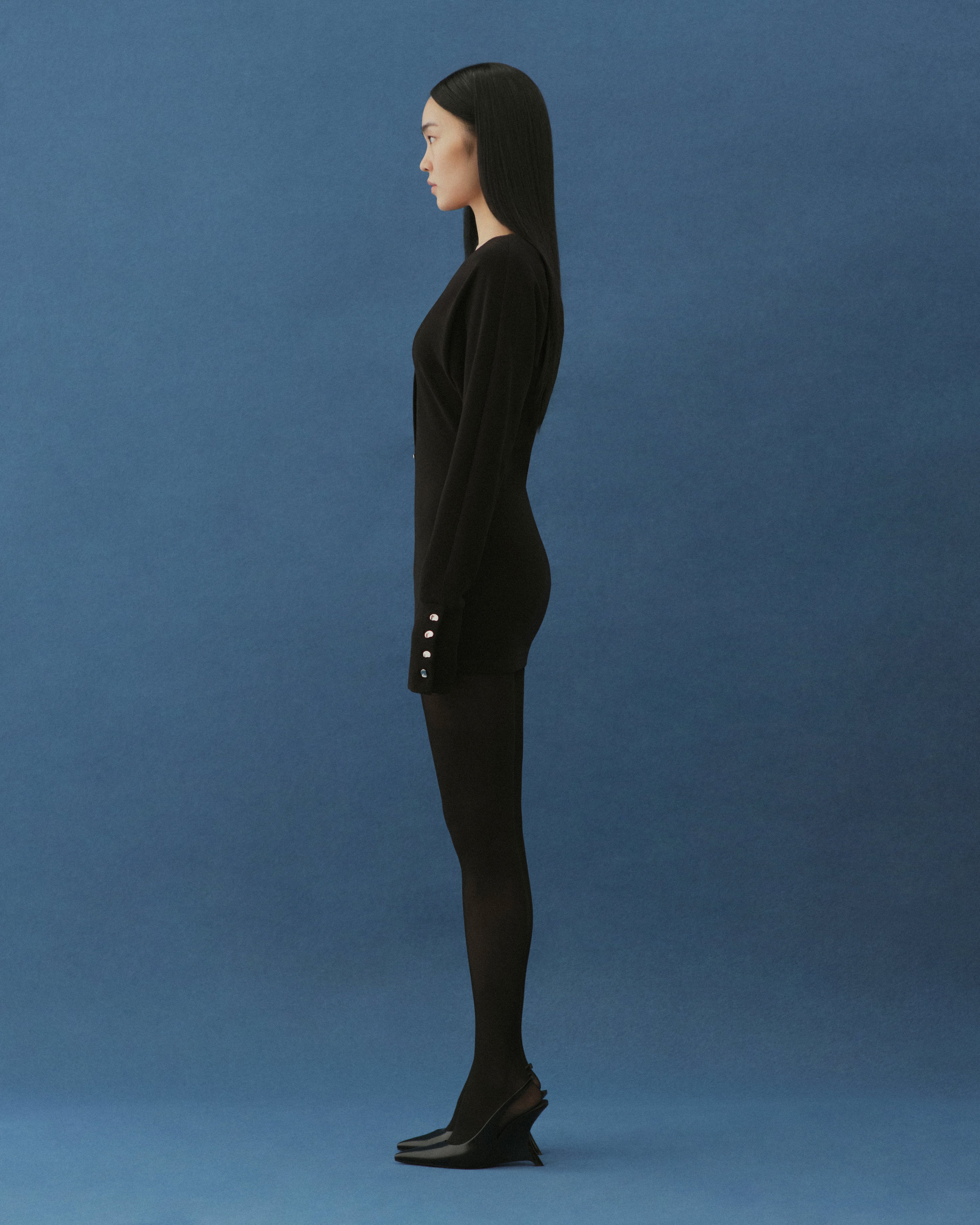 STRETCH BUTTON MINI DRESS