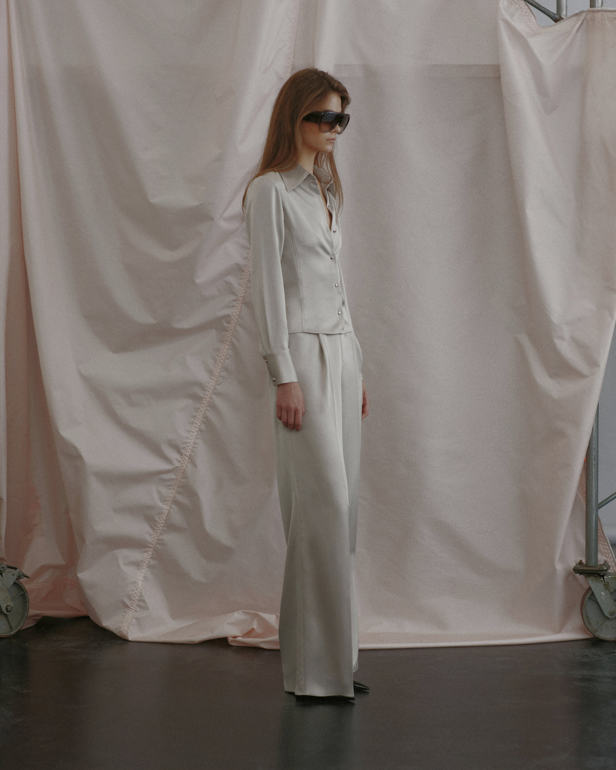 Wide-Leg Satin Trousers