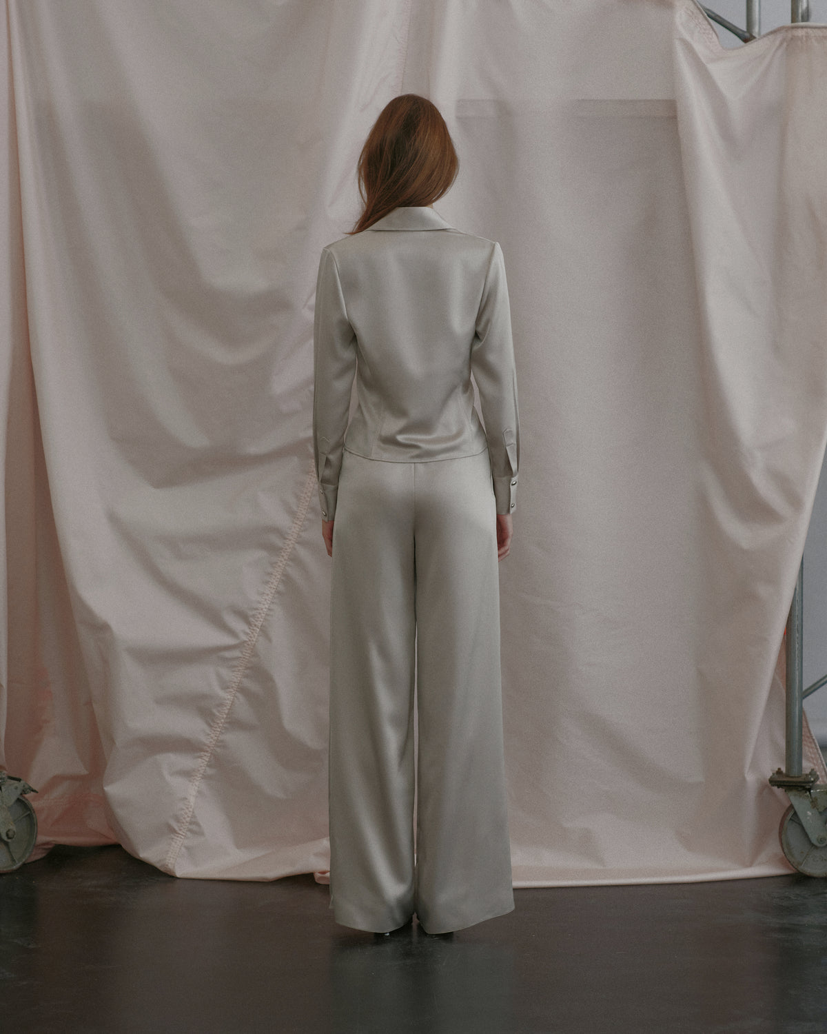 Wide-Leg Satin Trousers