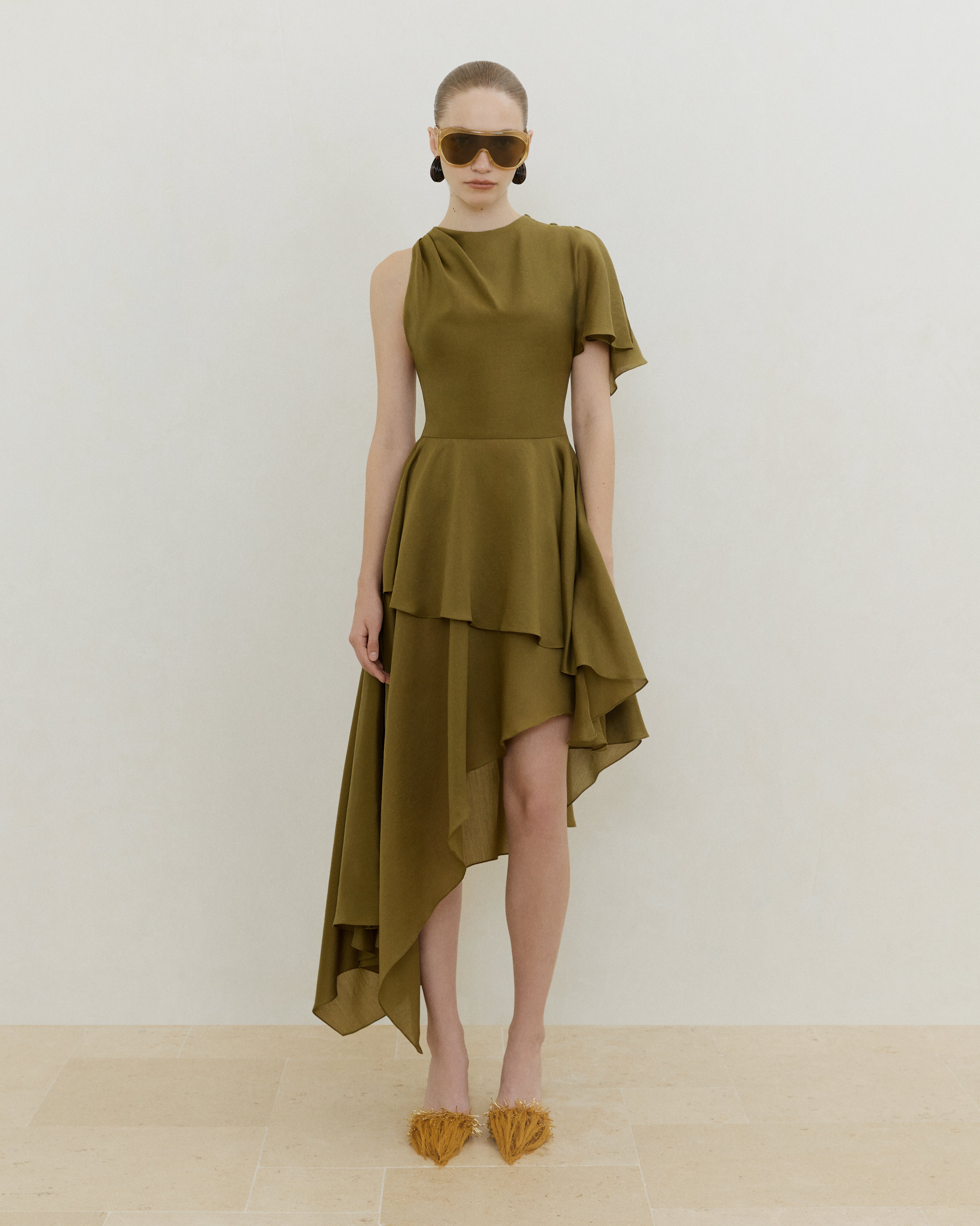 Asymmetric Draped Dress