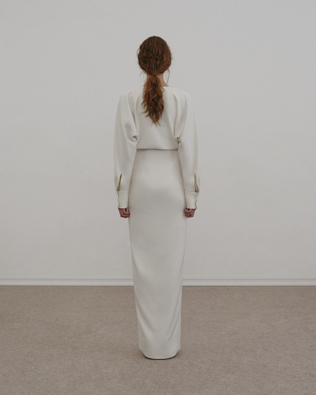Sculpted Twill Maxi Gown